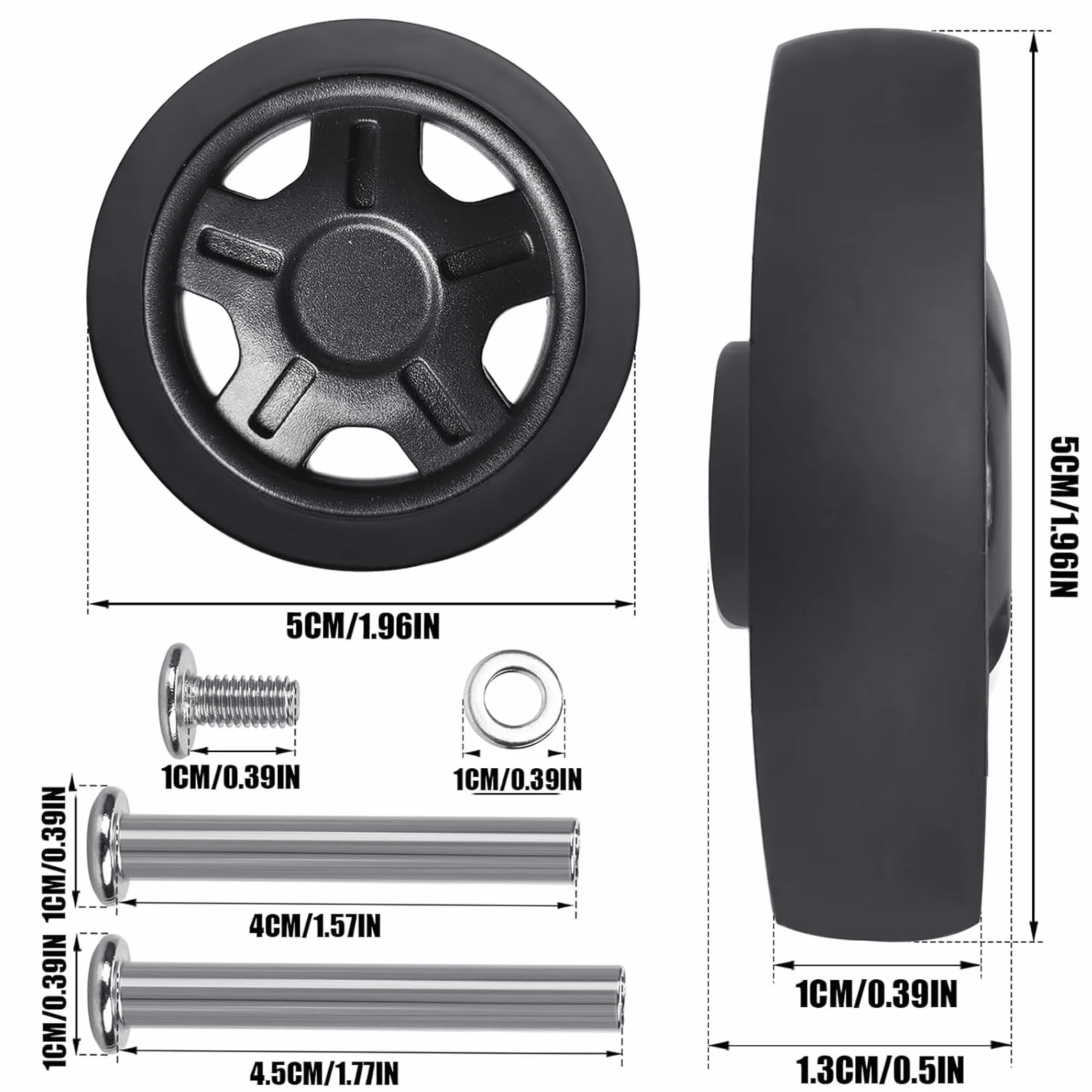 Podwójne kółka zapasowe do walizki 50x11 mm odporne na ścieranie