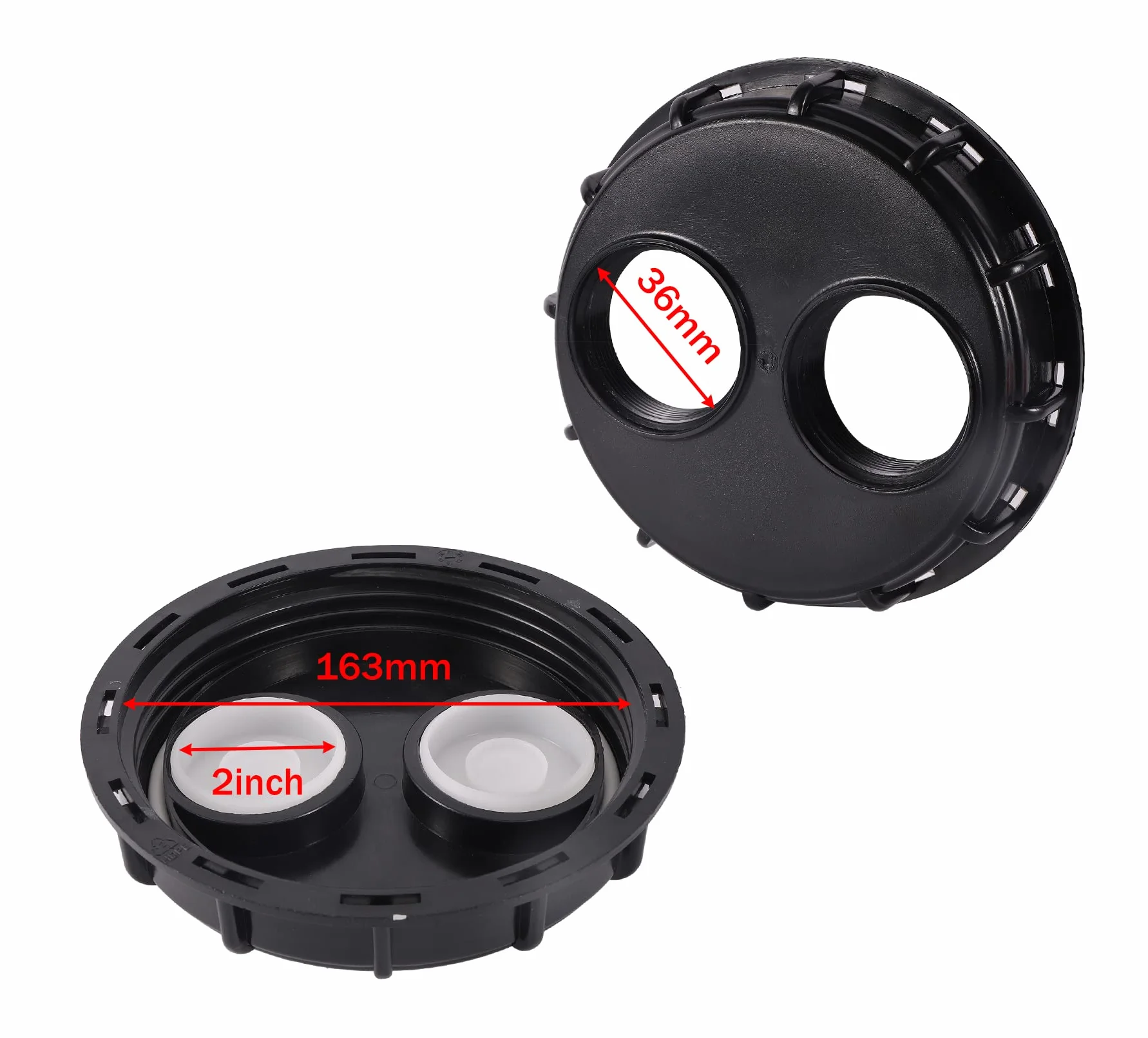 Pokrywka IBC 163 mm Vented z pokrywą zamienną 2" do zbiornika na wodę 1000 l