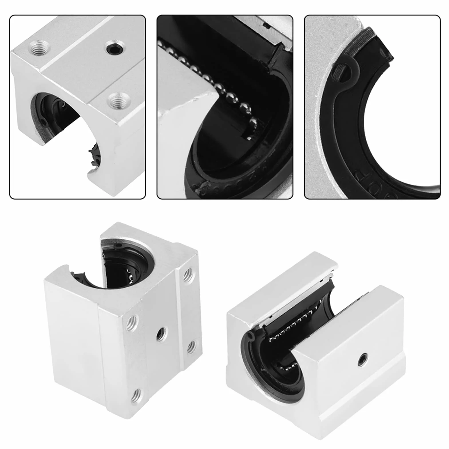 SBR20UU 20mm Aluminiowe Łożysko Liniowe Otwarte Tuleja Ślizgowa CNC 4 Sztuk