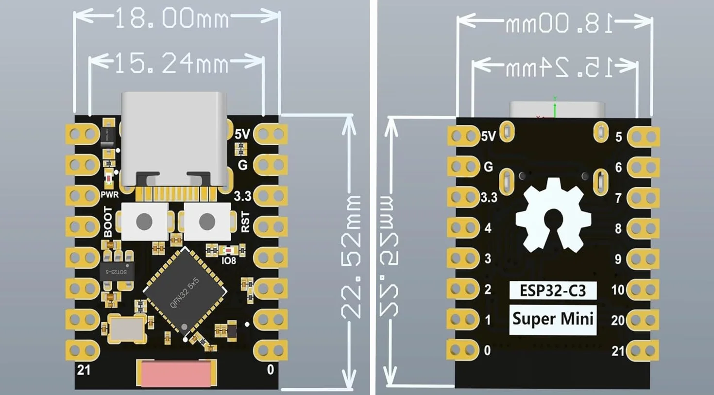 ESP32 ESP32-C3 deska rozwojowa Mini WiFi Bluetooth kompatybilna Arduino (6 szt.)