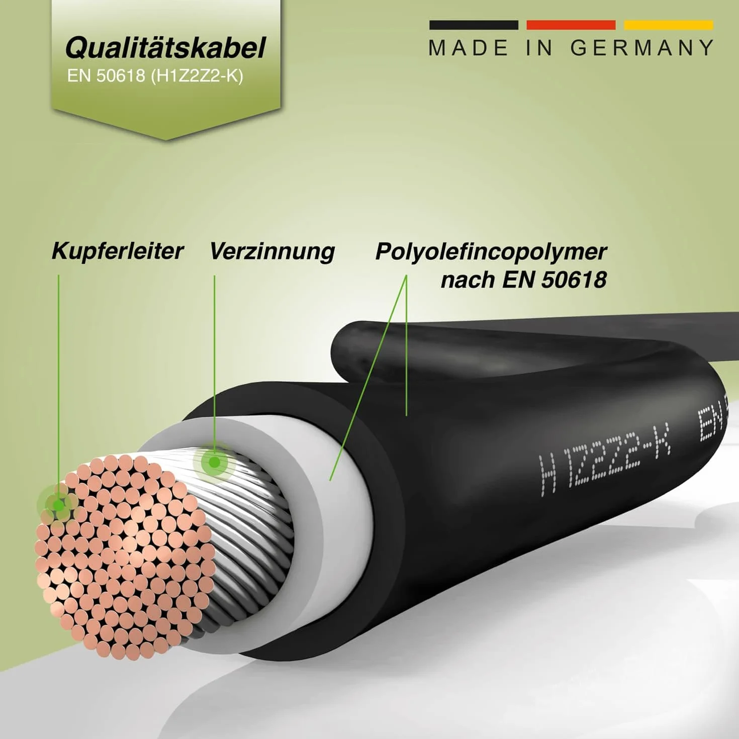 1 para solarnych regulatorów ładowania akumulatora, kabel połączeniowy 2 m 6 mm², miedź z masywnymi zaciskami do akumulatora samochodowego, akumulator słoneczny, LiFePO4, litowy, solarny regulator ładowania Made in Germany (kabel czarny/czarny)
