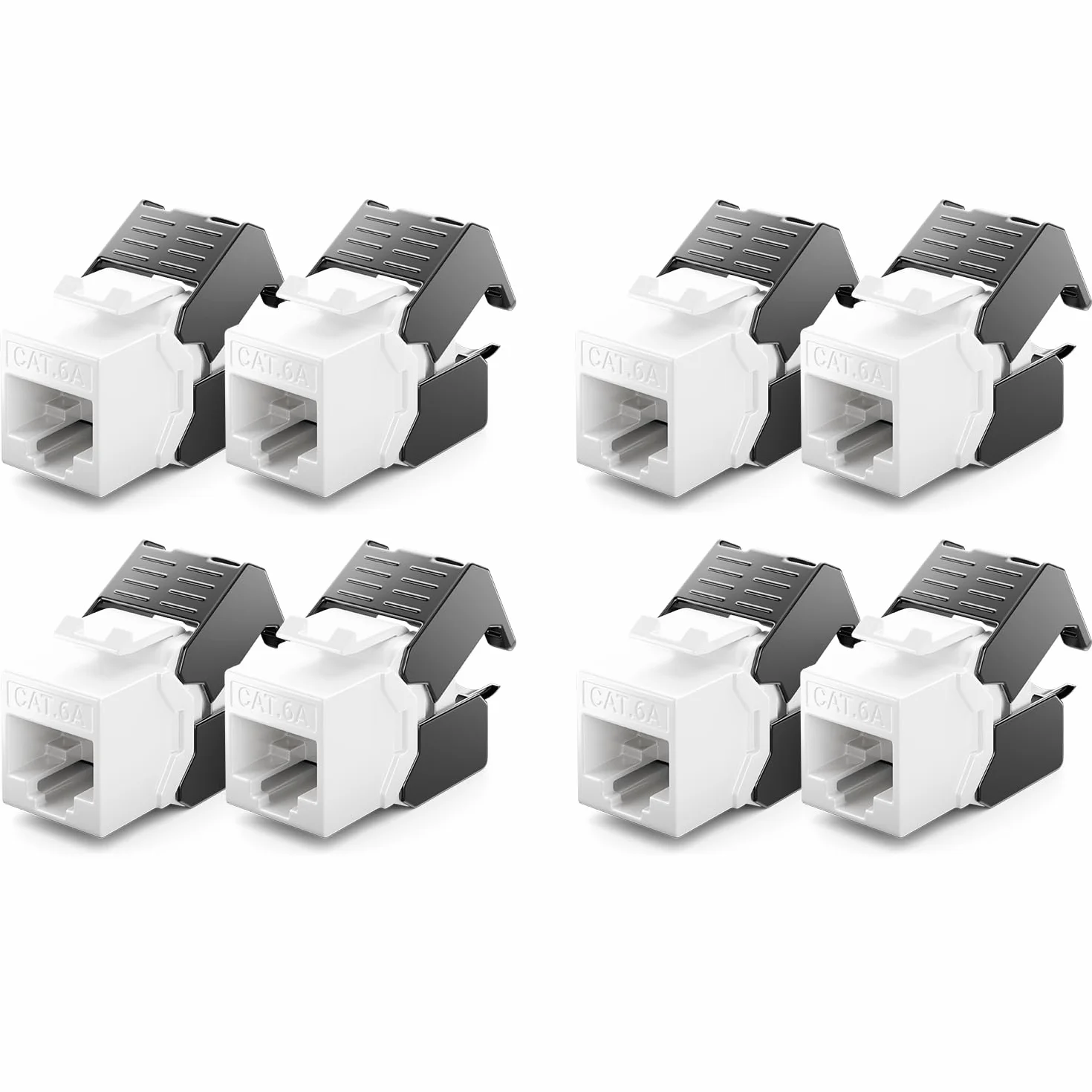 deleyCON 8x CAT6a Keystone Jack Moduł RJ45 - Gniazdo RJ45 do Plastikowego Zatrzasku LSA CAT Kabel Surowy 500Mhz 10GBit/s