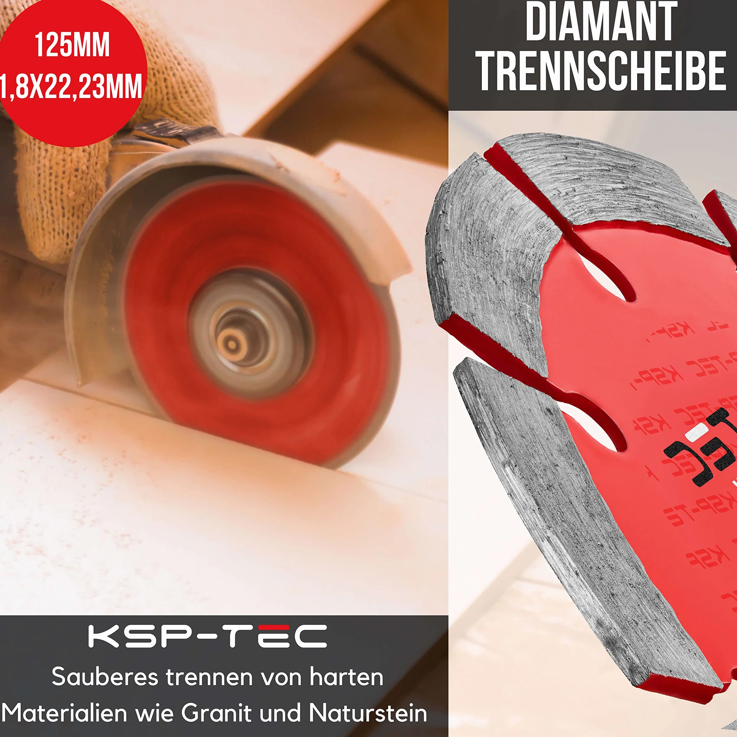 KSP-Tec® │8 tarcz do cięcia 125 x 1,0 mm [z okularami ochronnymi i ochroną słuchu] szybka elastyczna z kamienia, tarcza wachlarzowa
