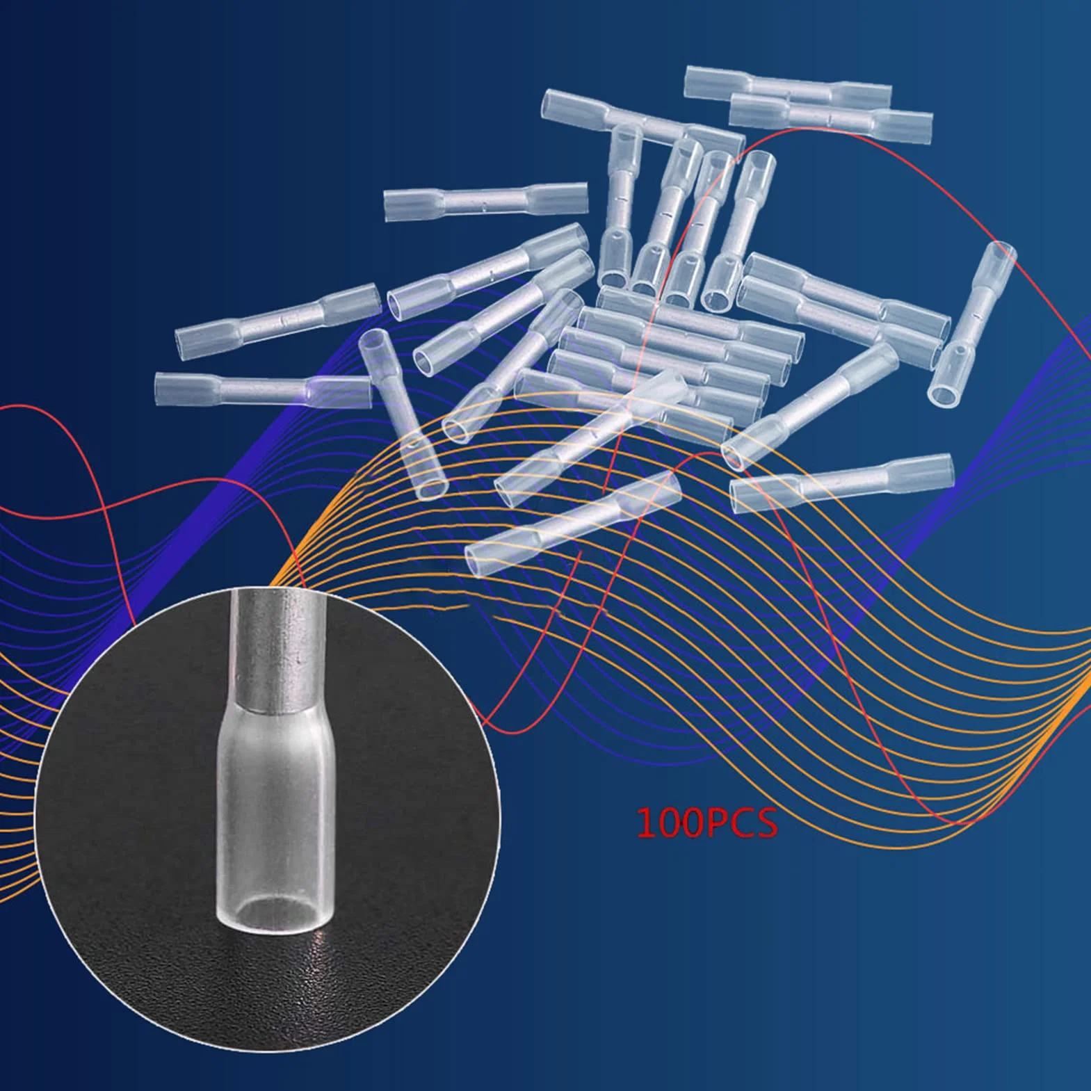 100 Sztuk 26-24 AWG Złącza Lutowane, Izolowane Złącza Zaciskane Wodoodporne Złącza Kablowe Złącza Doczołowe Złącza Doczołowe Złącza Termokurczliwe Elektryczne Złącze Zaciskane