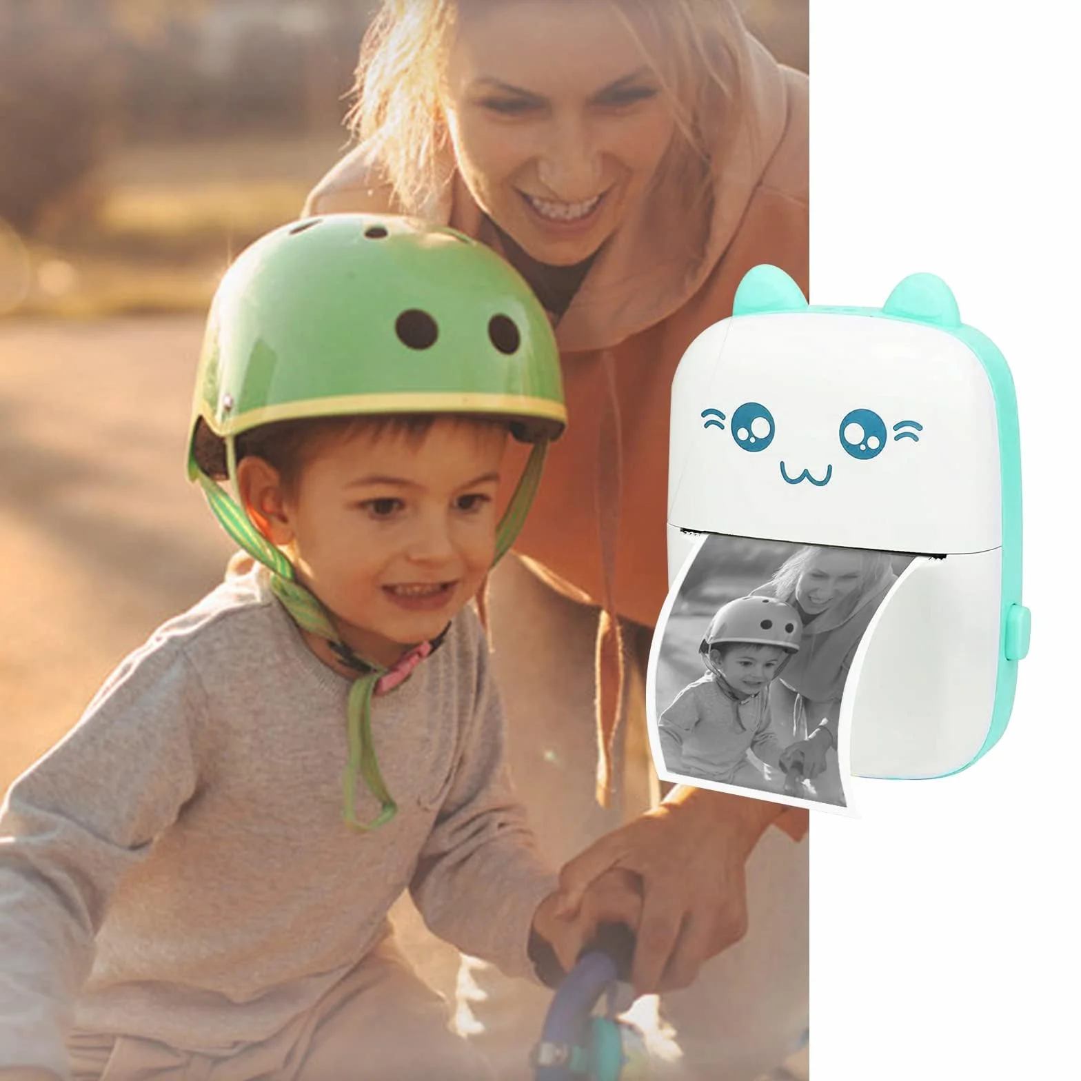 WANGCL Termiczna drukarka etykiet z ładowaniem USB, przenośna, bezprzewodowa drukarka fotograficzna Bluetooth, kompatybilna z systemem Android lub iOS, z 1 rolką papieru termicznego (niebieska)