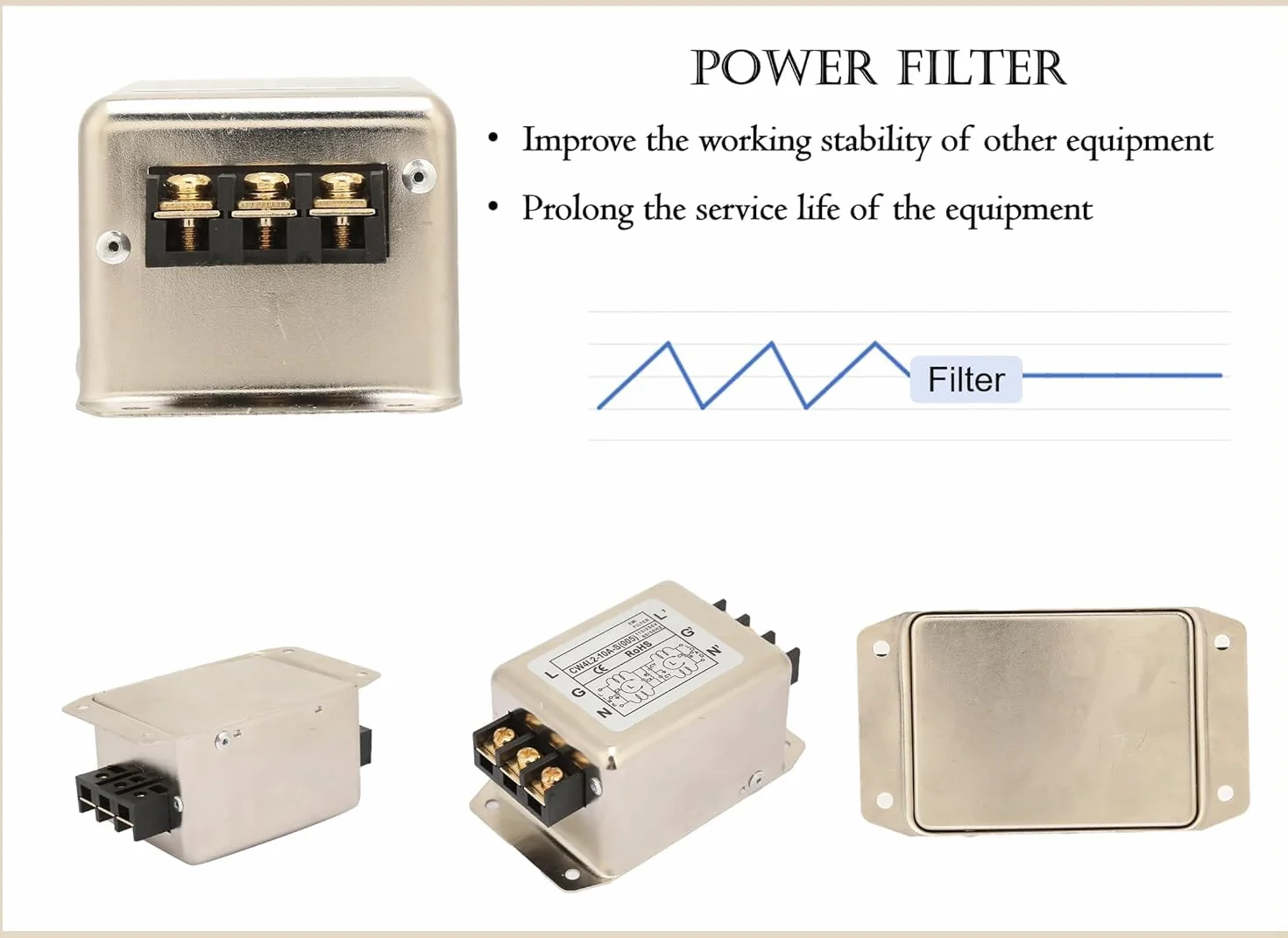 Filtr sieciowy EMI 115V 250V 10A 50/60 Hz jednobiegunowy dwubiegunowy
