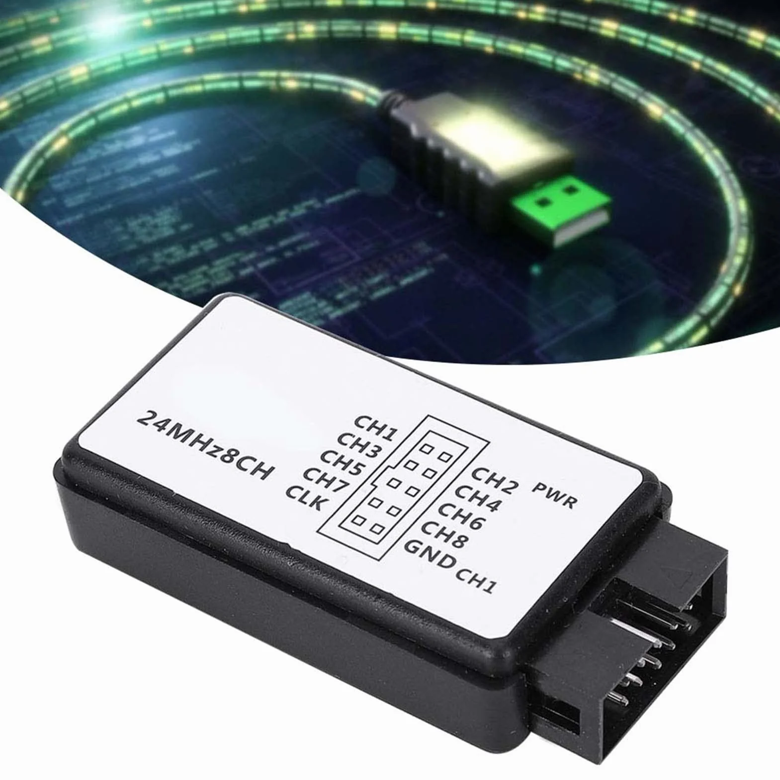Analizator Stanów Logicznych 8-Kanałowy USB 24MHz Cyfrowy Kieszonkowy z 5PF Pamięcią Wejściową i Akcesoriami