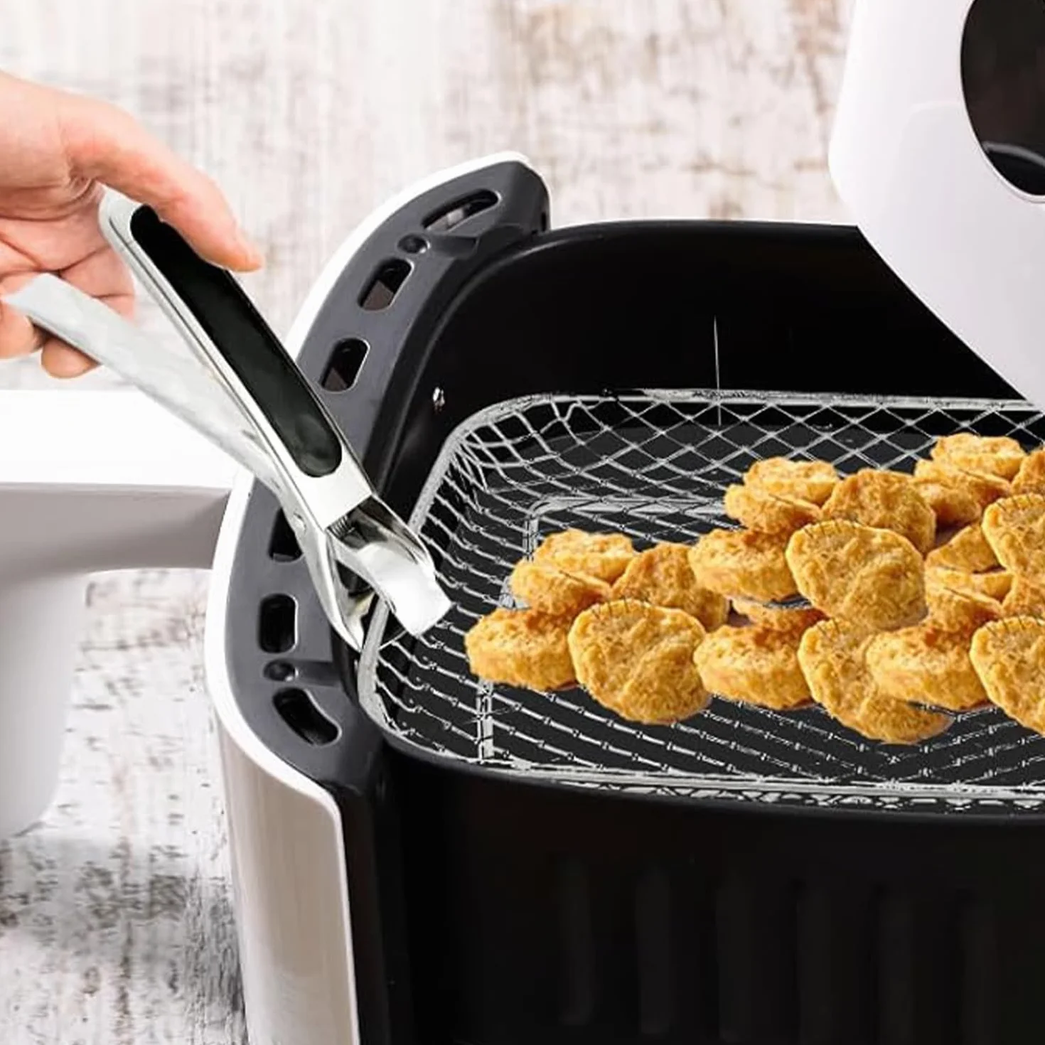 Stojaki do frytkownic, kosz do frytkownic na gorące powietrze, kosze ze stali nierdzewnej Frytter do Airfryer układane w stos, kosze do Airfryer, stojak do frytkownic, ruszt grillowy do frytkownic na