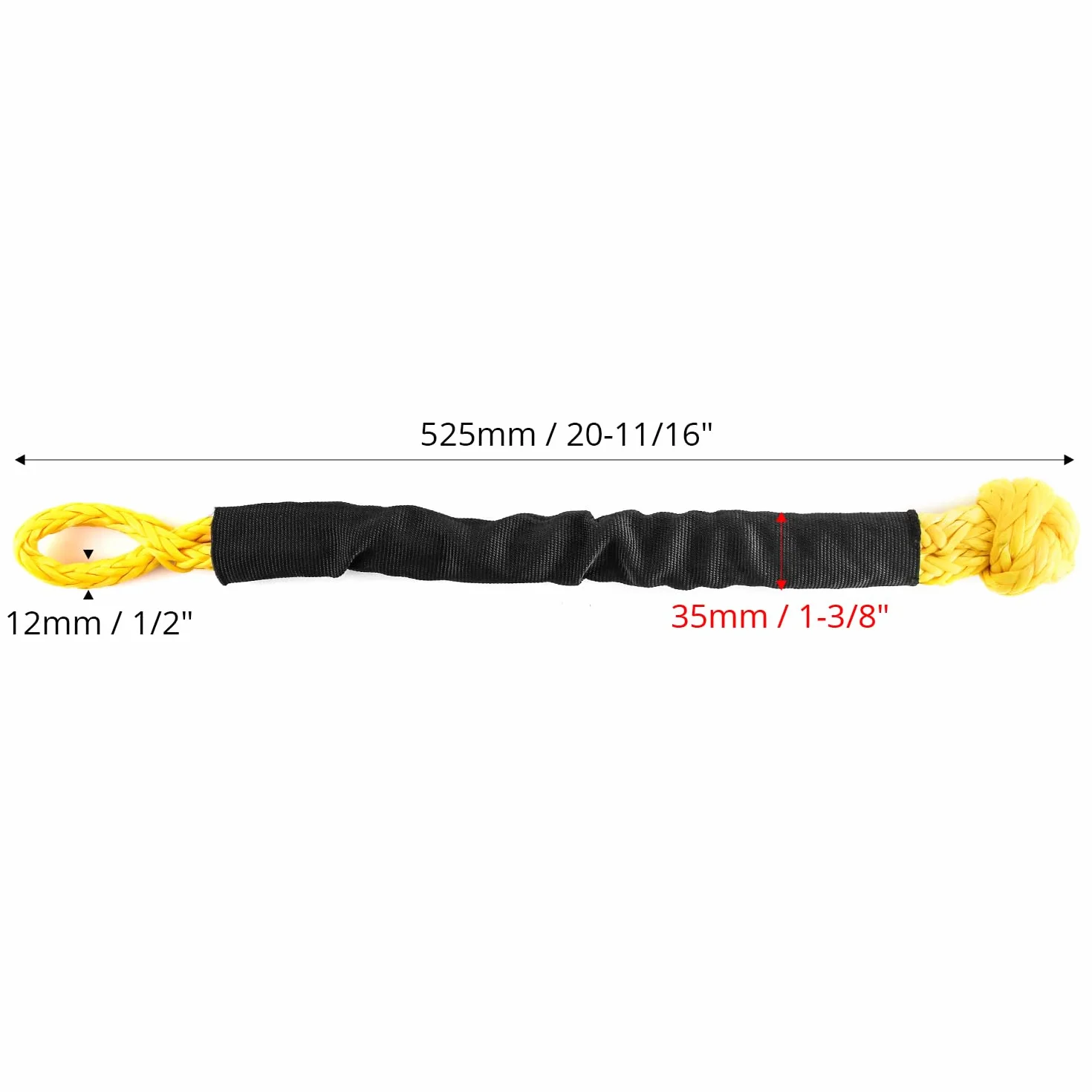 QWORK 1 cm x 50 cm miękka szekla, mocne karabińczyki, 14T lina do ratowania szekli o wytrzymałości na zerwanie z osłoną rury, 2 sztuki