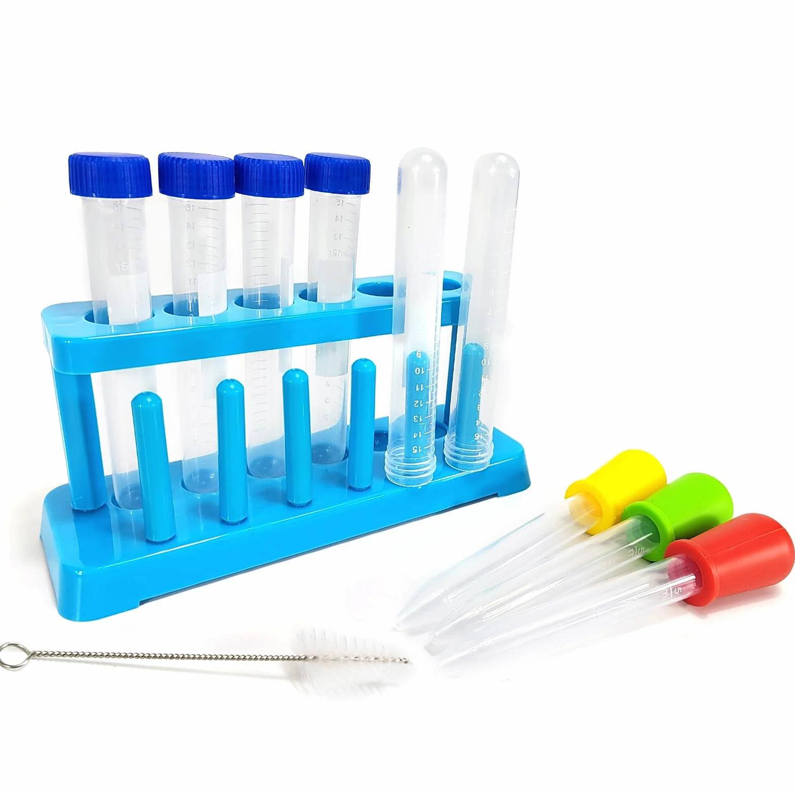Zestaw probówek dla dzieci 11 sztuk ze stojakiem i pipetą plastikowy