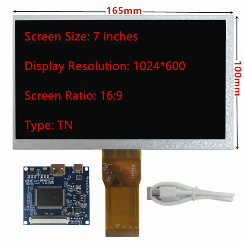 Uniwersalny wyświetlacz LCD 7" 1024x600 mini HDMI do Raspberry Pi PC monitor drugi ekran