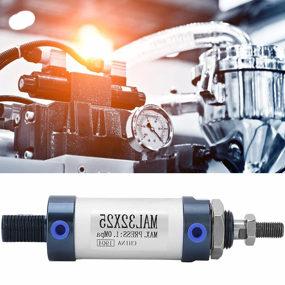 Siłownik pneumatyczny z pojedynczym prętem, stop aluminium, skok 25mm