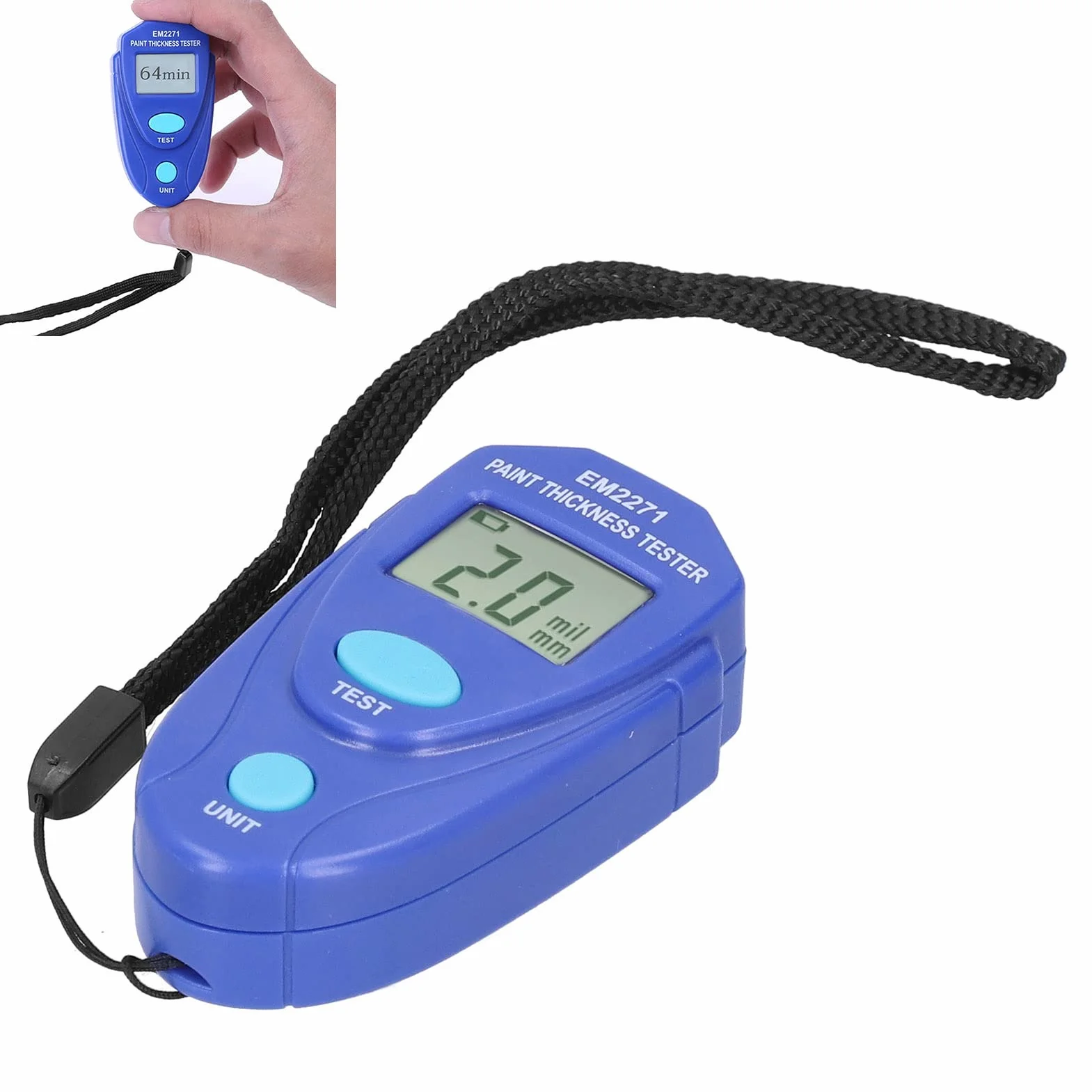 Miernik Lakieru Samochodowego, Miernik Grubości Lakieru Samochodowego 0.0mm do 2.0mm/0mil do 80mil Tester Powłoki LCD Cyfrowe Urządzenie Pomiarowe