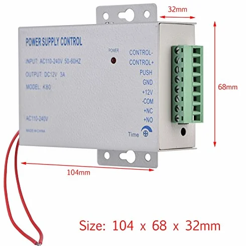Zasilacz dostępu do drzwi, wejście AC110 V-240 V, wyjście DC 12 V, 3 A, 30 W, kontroler zasilania do systemu kontroli dostępu do drzwi