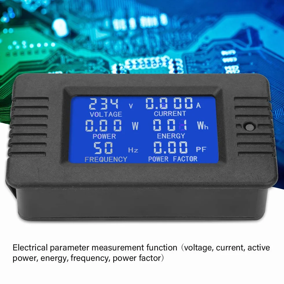 PEACEFAIR PZEM-018 AC Wielofunkcyjny cyfrowy miernik mocy tester napięcia energetycznego, duży ekran LCD, podświetlenie, alarm przeciążeniowy, ustawienie wstępne