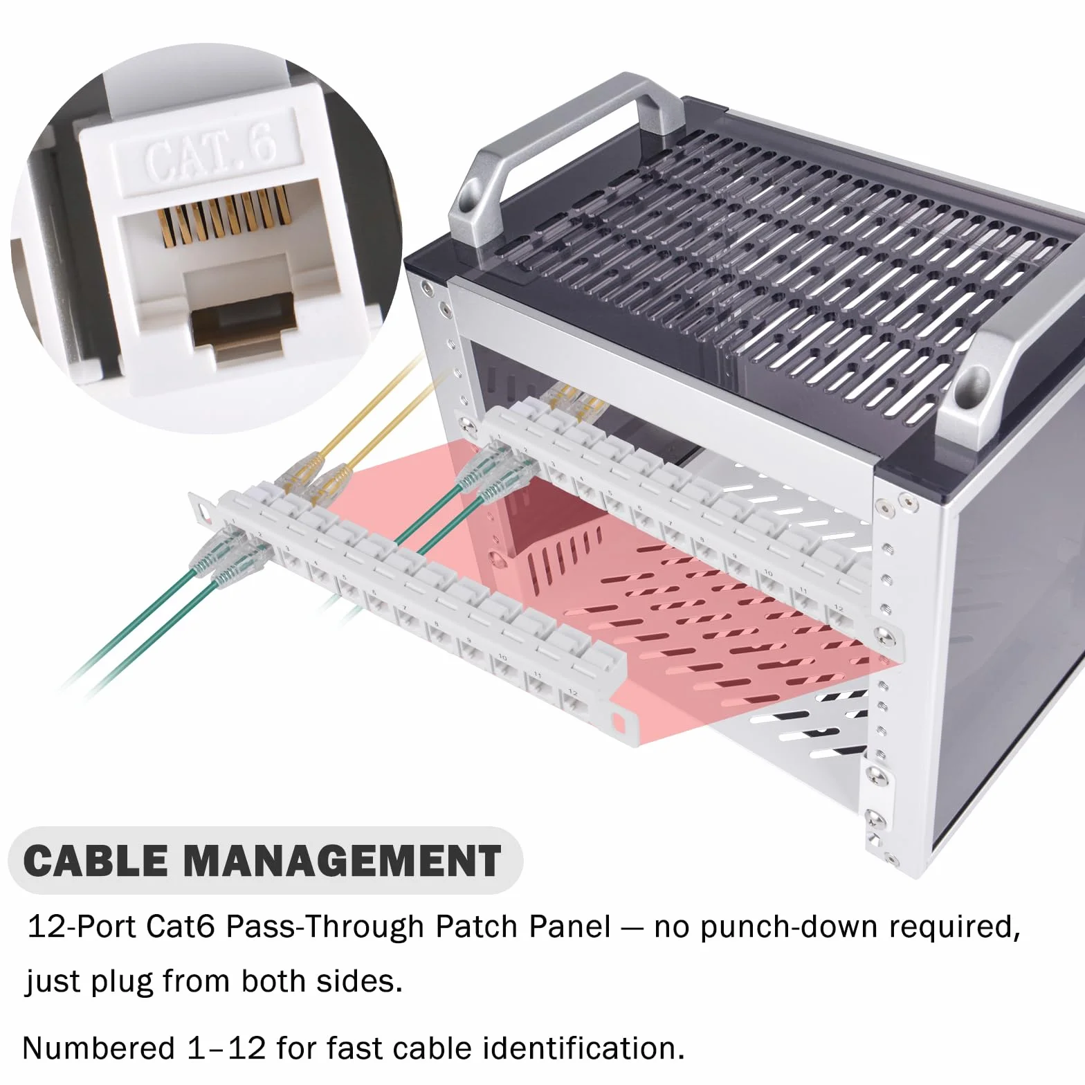 GeeekPi 12-portowy panel krosowy CAT6 0,5U do DeskPi RackMate T1/T0/T2
