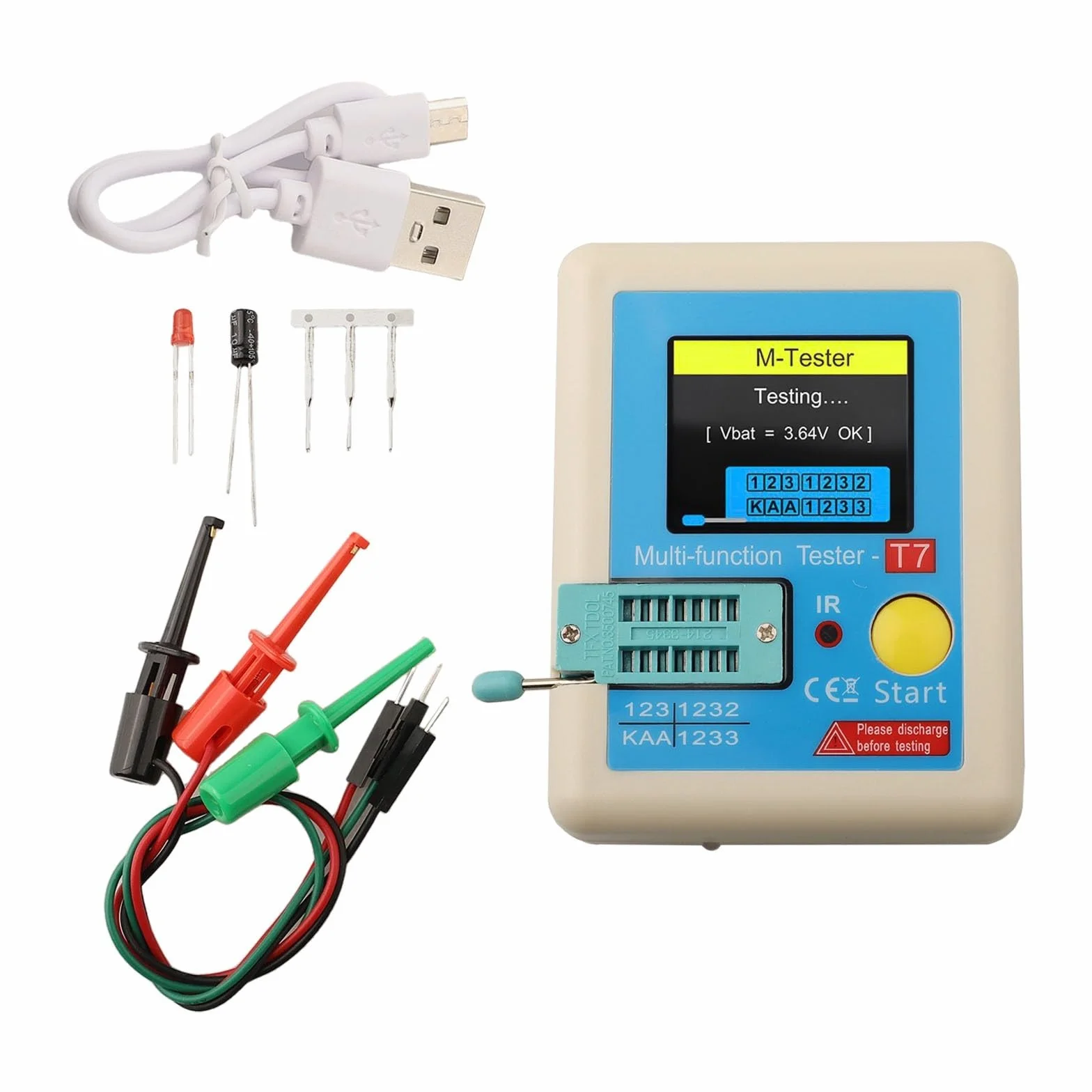 LCR-T7 Wielofunkcyjny kolorowy tester tranzystorowy TFT 3,5 cala do rezystora kondensatora diodowego NPN PNP MOSFET ESR Pomiar i testowanie sygnału na podczerwień