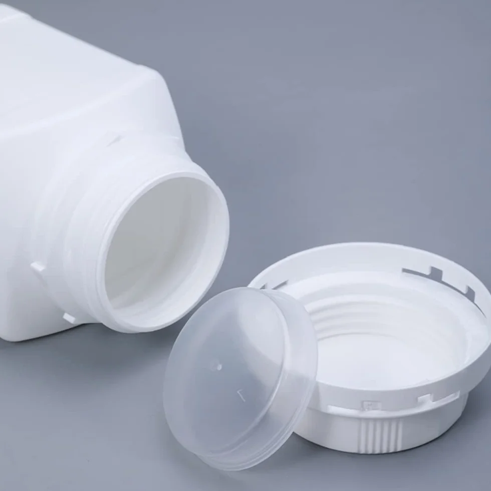 Othmro Plastikowe butelki o pojemności 970 ml, laboratoryjne butelki na odczynniki chemiczne, 1000 ml, szeroki otwór, płynne solidne kwadratowe butelki, pojemnik do przechowywania próbek,