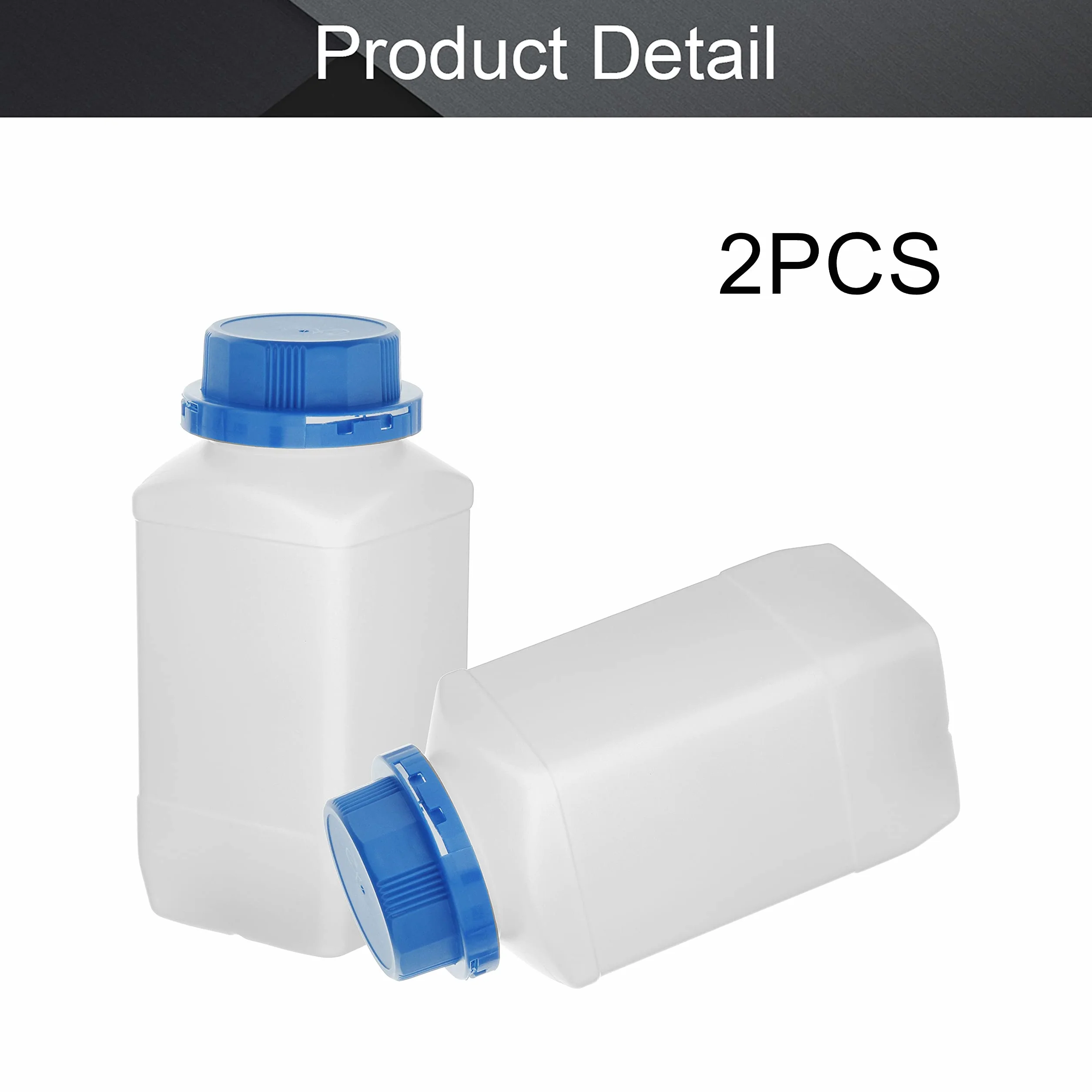 Othmro Plastikowe butelki o pojemności 970 ml, laboratoryjne butelki na odczynniki chemiczne, 1000 ml, szeroki otwór, płynne solidne kwadratowe butelki, pojemnik do przechowywania próbek,