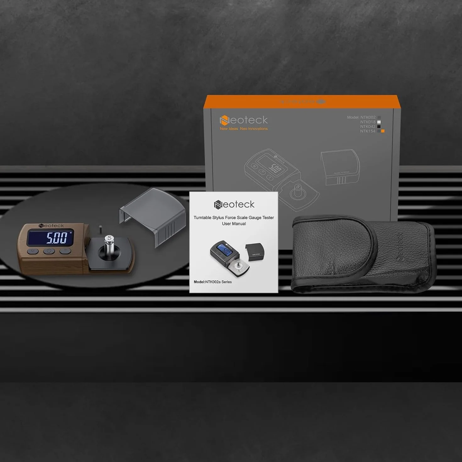Neoteck Cyfrowy gramofon Stylus Force Scale Gauge 0,01 g/5,00 g z niebieskim podświetleniem LCD i kalibracją 5 g