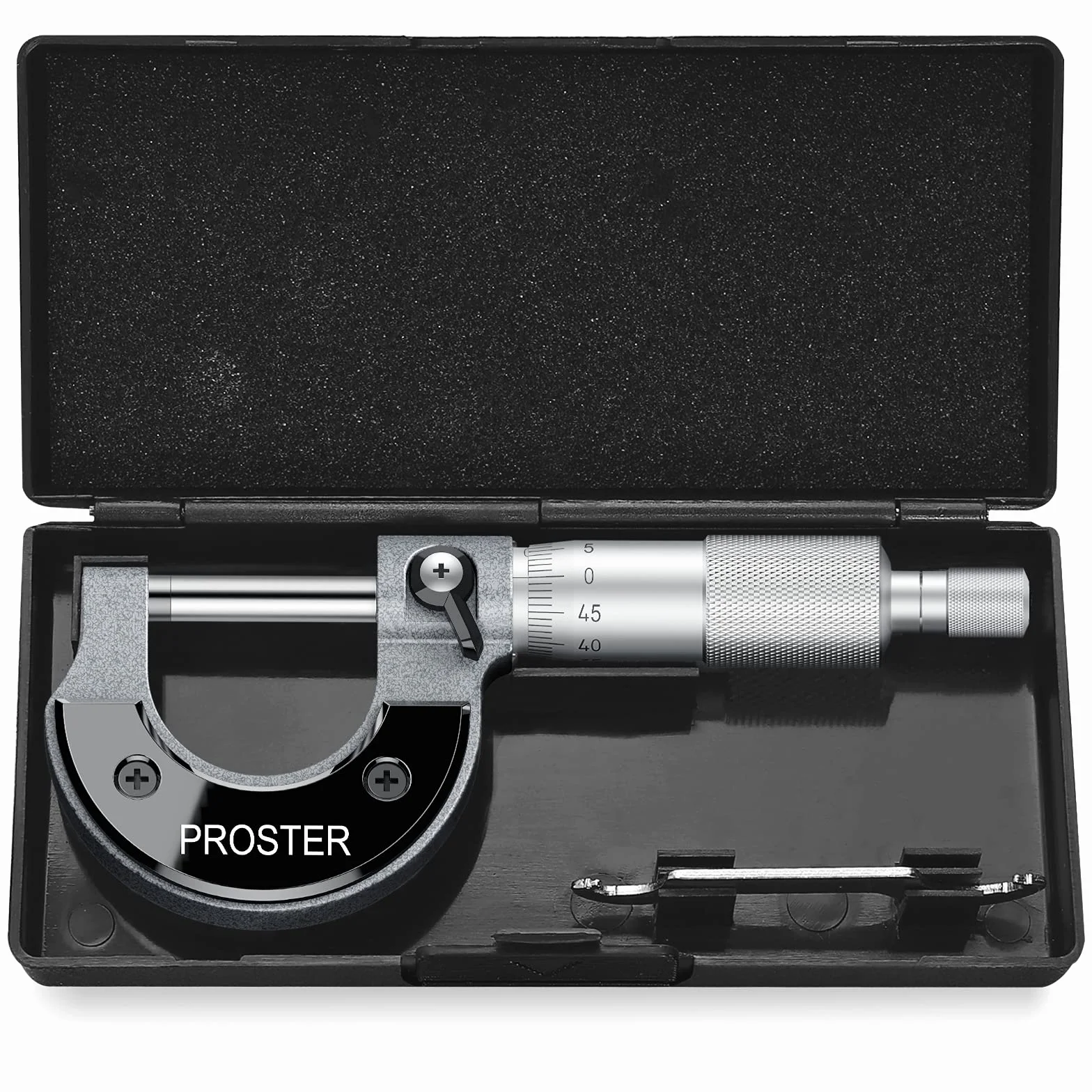 Proster Mikrometr zewnętrzny 0-25 mm (0,01 mm podziałki) metryczny zacisk zewnętrzny z kluczem zerowym i pudełkiem do pakowania wysoki zewnętrzny mikrometr metryczny precyzyjne narzędzie maszynowe