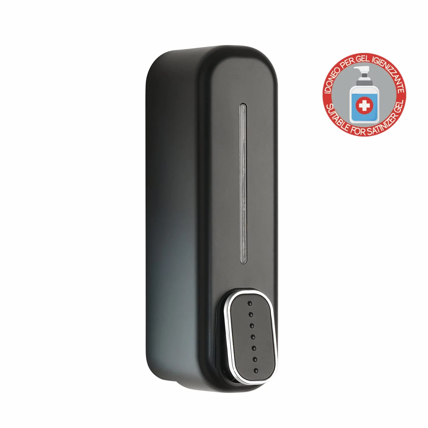 GEDY Mullet Dozownik Mydło i żel Odkażający 350 ml Czarny 22 x 6,3 x 9 cm