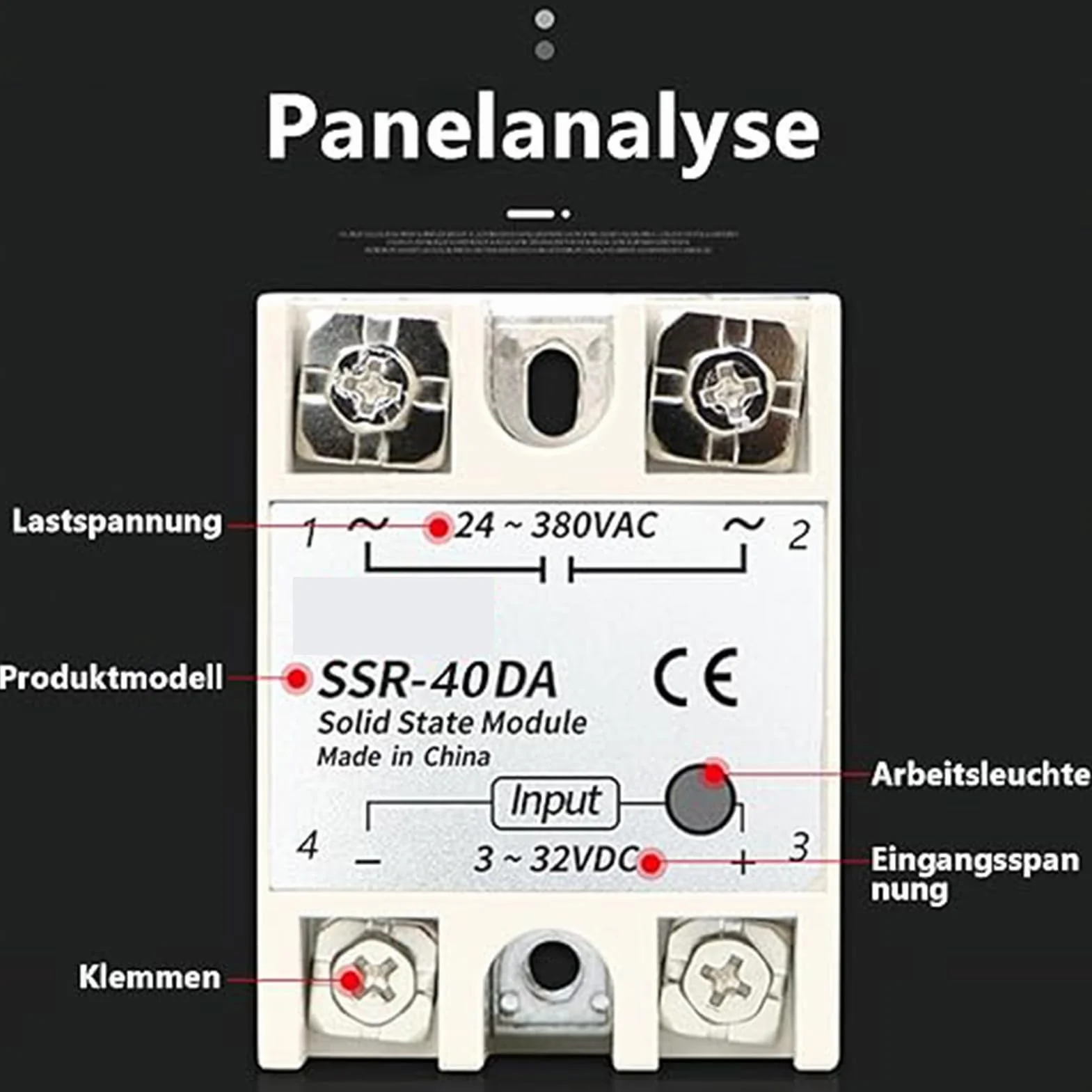 CAM2 Przekaźnik półprzewodnikowy SSR-40DA 40A 24-380VAC 3-32V DC Montaż na panelu