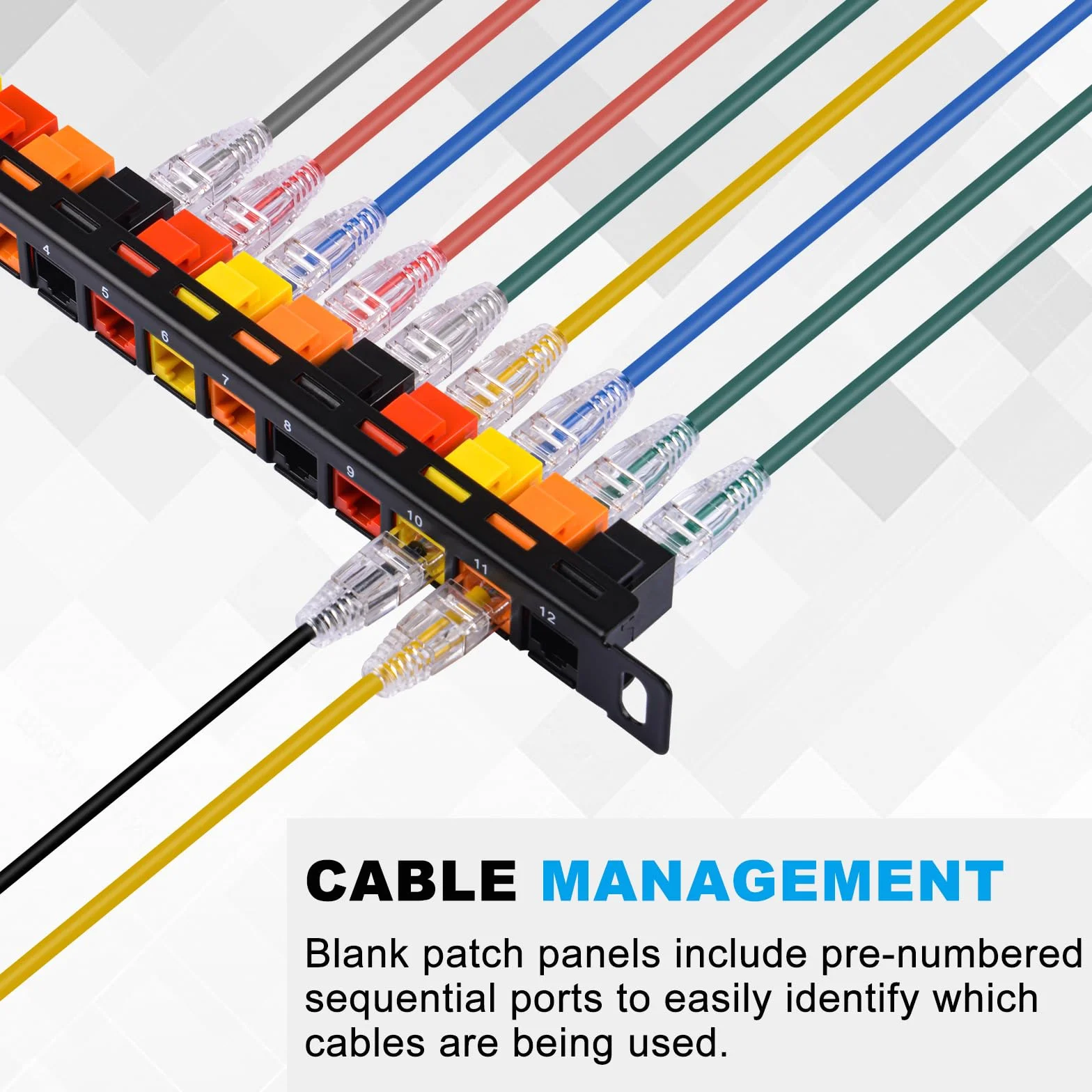 GeeekPi 25.4 cm 0,5U 12-portowy pusty panel krosowy Keystone z wkładką Cat6 RJ45