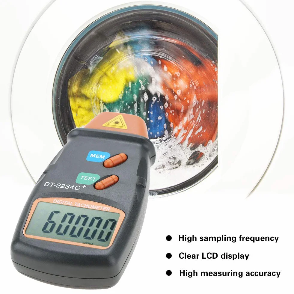 Qiilu Cyfrowy tachometr odblaskowy DT-2234C LCD bezstykowy tester minilomierza