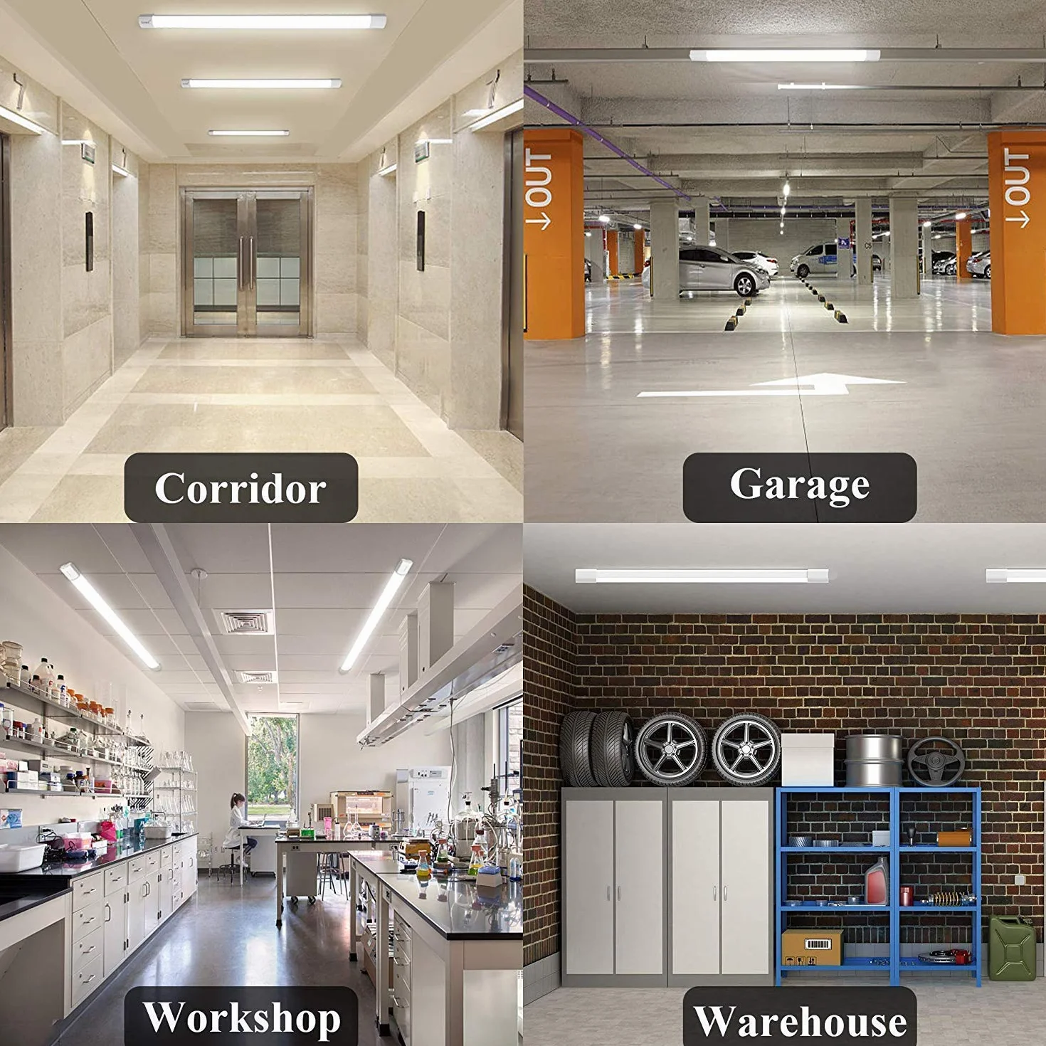 Sararoom Lampa LED do wilgotnych pomieszczeń, 30 cm, 10 W, 1200 lm, lampa sufitowa LED, warsztatowa, rurka, 3000 K, ciepła biel, świetlówka, listwa świetlna do garażu, biura, sypialni, kuchni, piwnicy