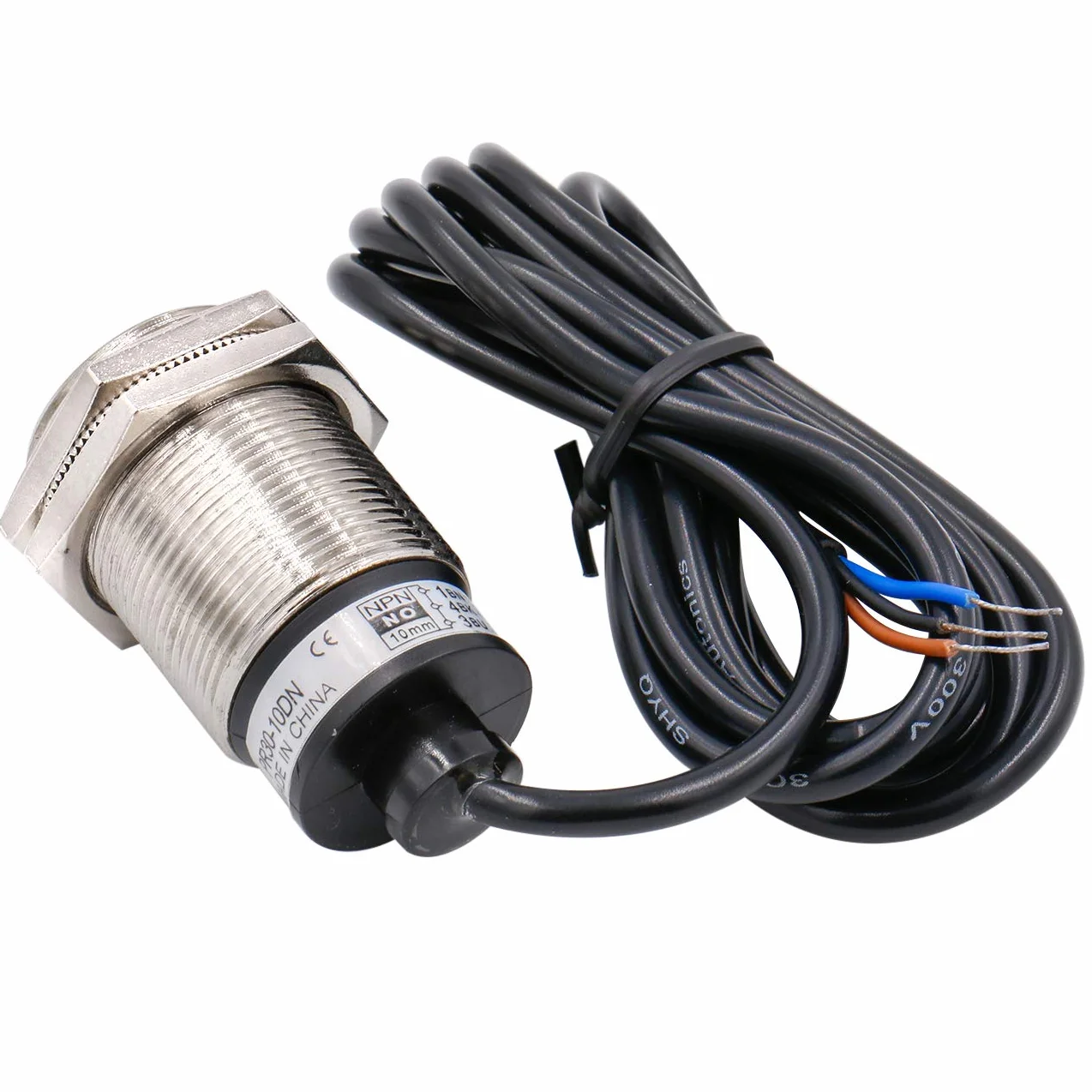 Heschen Indukcyjny czujnik zbliżeniowy PR30-10DN typ cylindryczny, czujnik 10 mm, okrągły M30, 12-24 VDC 3-przewodowy, ekranowany, NPN, NO(normalnie otwarty) CE