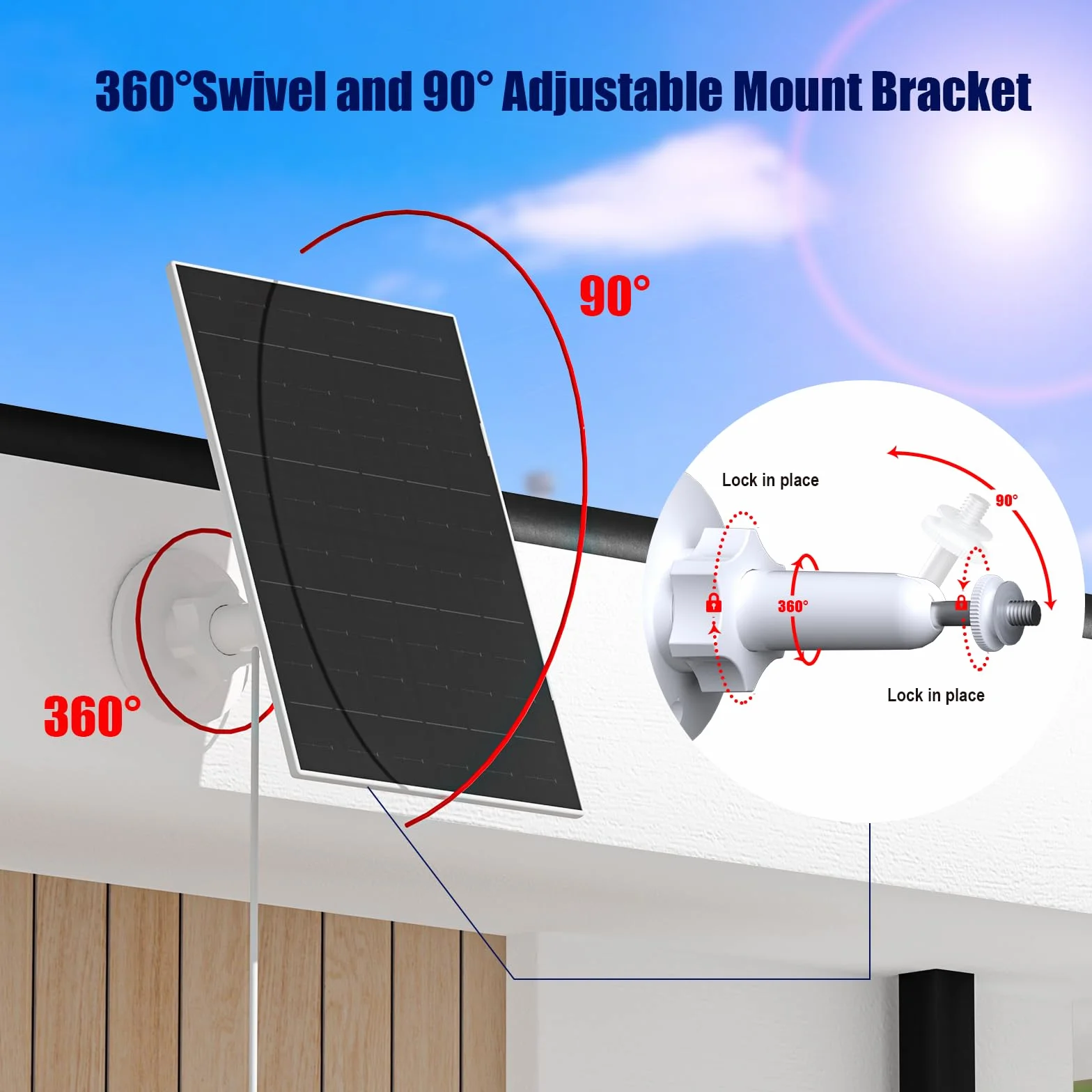 Panel słoneczny 7 W do kamery Eufy – kompatybilny z EufyCam 2C/2C Pro/2/2 Pro/E/E20/E40/L20/L40 – wodoszczelność IP66, kabel USB-C 3 m i uchwytem 360°