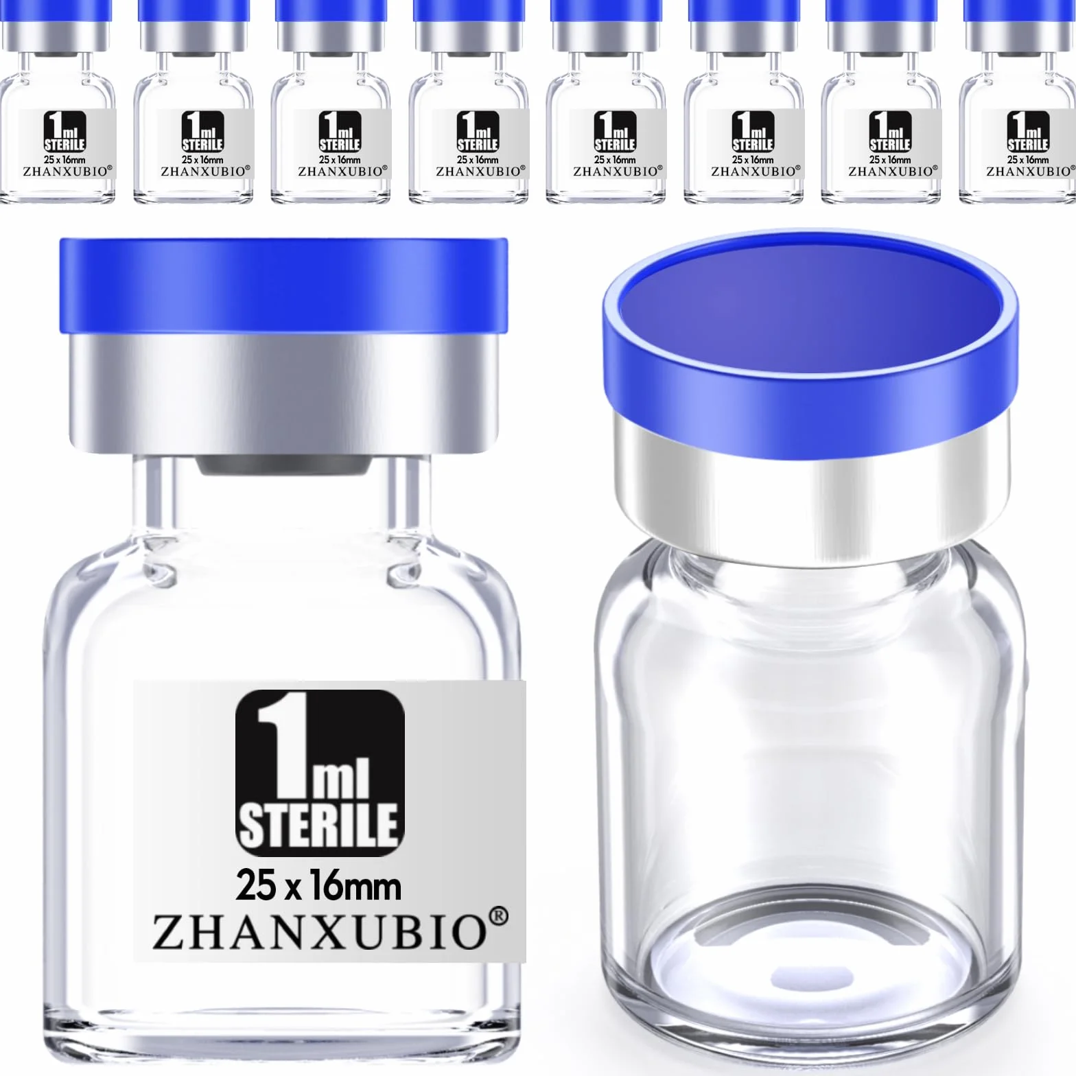 Sterylne puste fiolki z samoregenerującym się portem wtryskowym i aluminiową plastikową nasadką, sterylne opakowanie (1 ml przezroczysty 10 szt.)