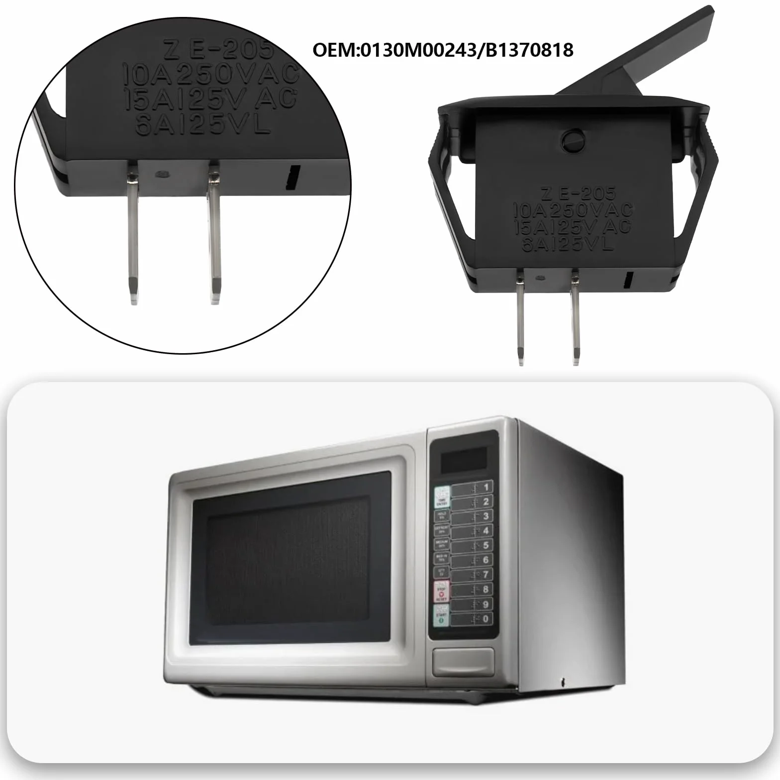 2 szt. 2-pinowy przełącznik drzwiowy 250 V AC 0130M00243 B1370818 kompatybilny z Goodman kompatybilny z Amana