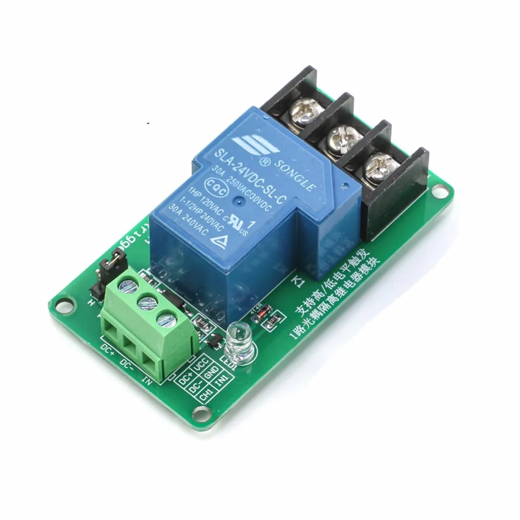Hailege 2 szt. 24 V 30 A One Channel Optocoupler Isolation Relay Module Support High and Low Trigger 24 V