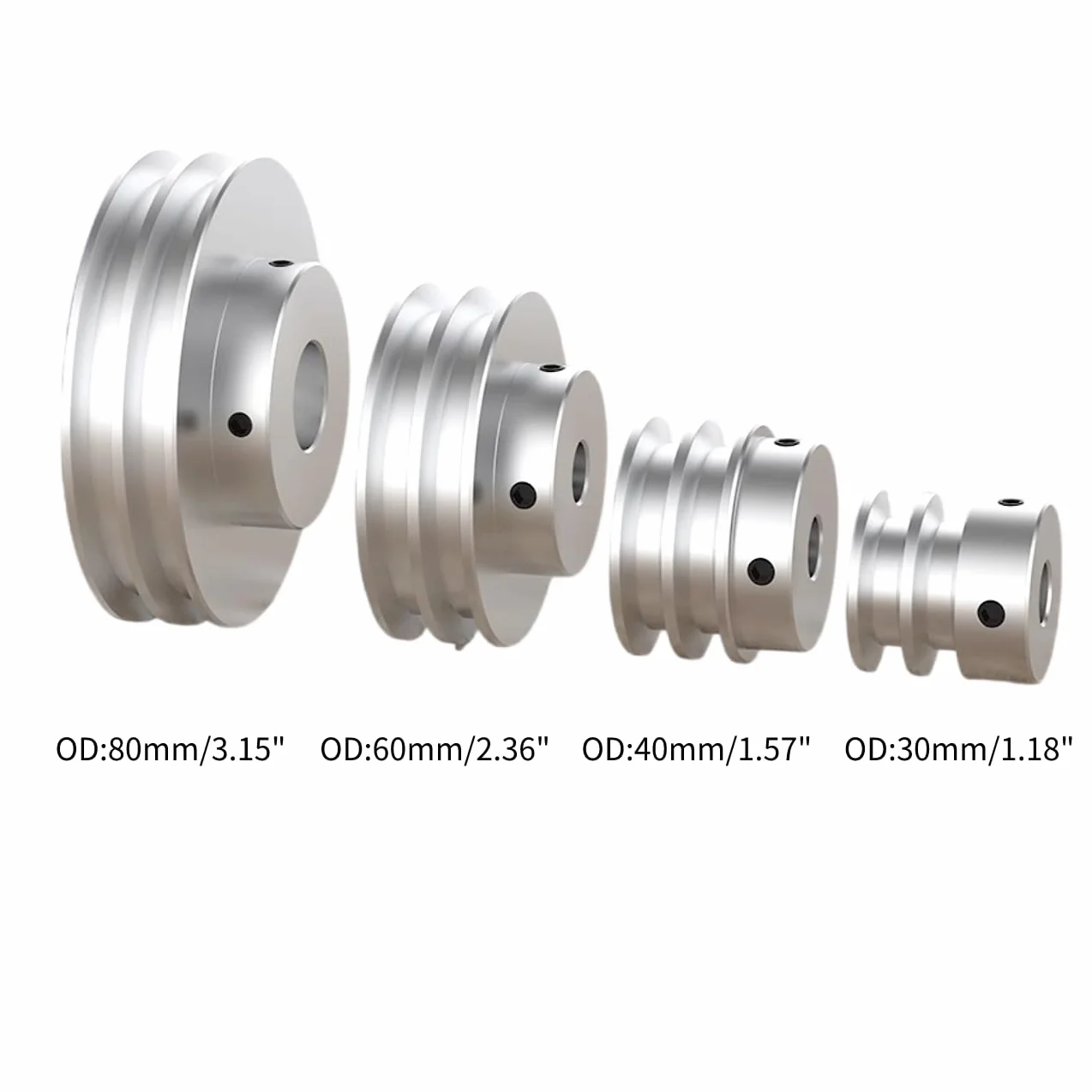 CHANCS Koło pasowe z podwójnym rowkiem ze stopu aluminium 30 mmOD 8 mm stałe koło pasowe z otworem do wału silnika wiertarki 6 mm (1/4") PU okrągły pasek