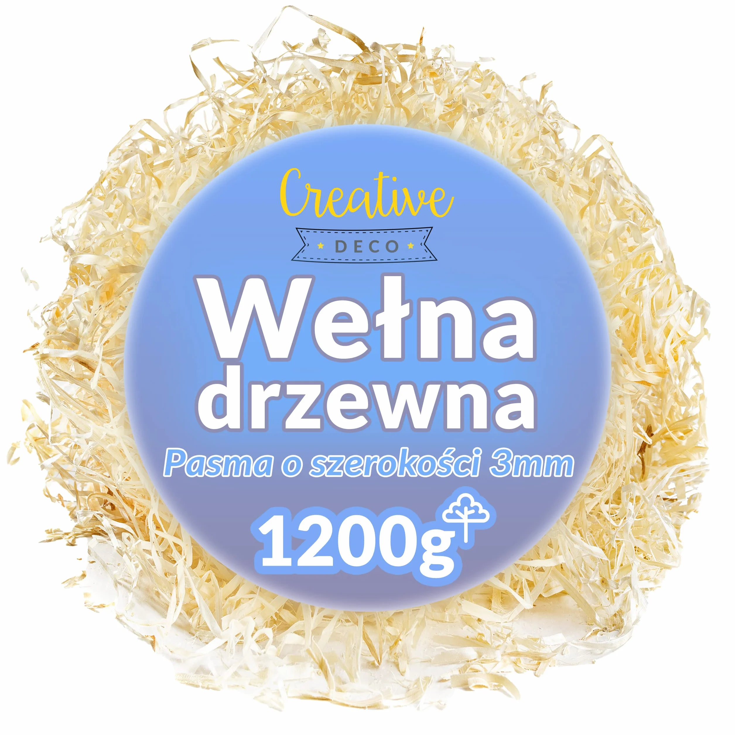 Creative Deco Wełna Drzewna | 1200 g Wiór Drewnianych | Organiczny Materiał Wypełniający do Prezentów Świątecznych i Koszy Upominkowych | Ekologiczny Wypełniacz | Materiał Dekoracyjny