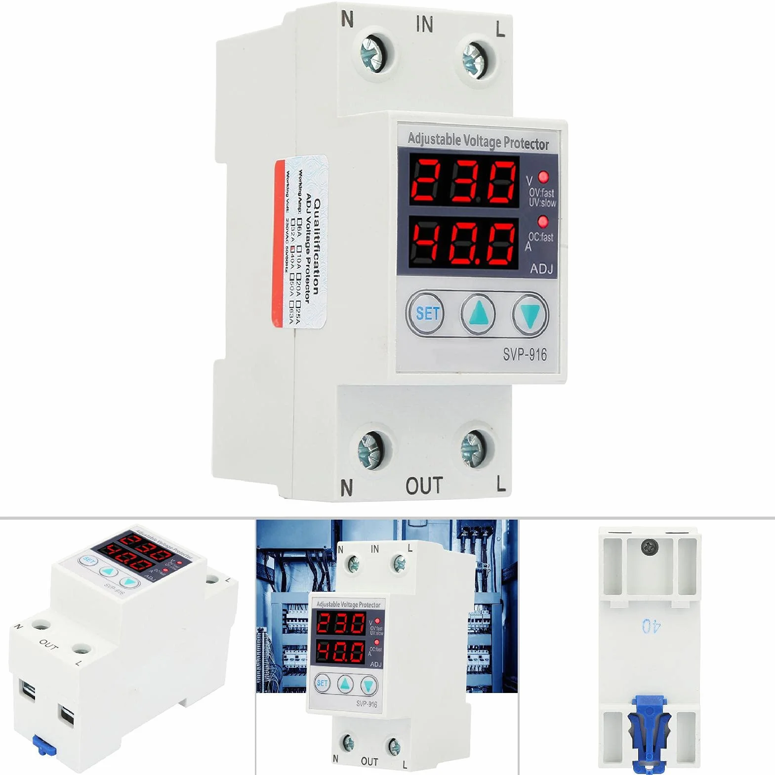 Przekaźnik Napięcia Jednofazowy 40A 230V AC Montaż na Szynie DIN 50/60 Hz