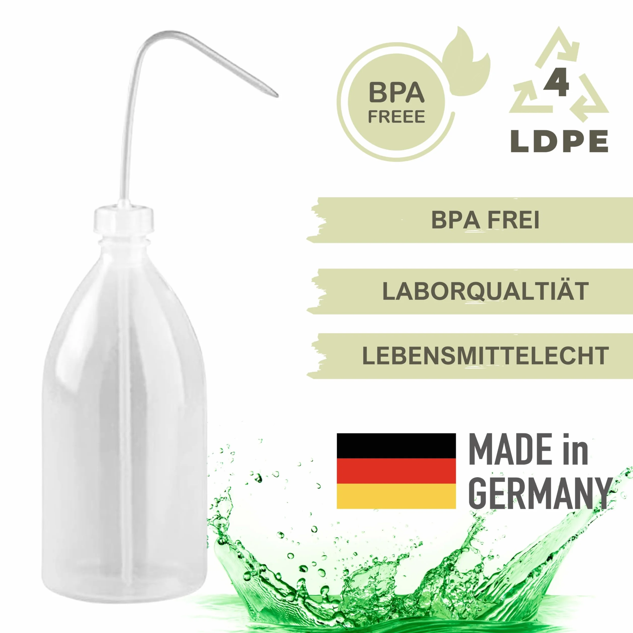 Mikken butelka do spryskiwania 1000 ml butelka laboratoryjna butelka do mycia z tworzywa sztucznego bez BPA – Made in Germany – w zestawie lejek do napełniania