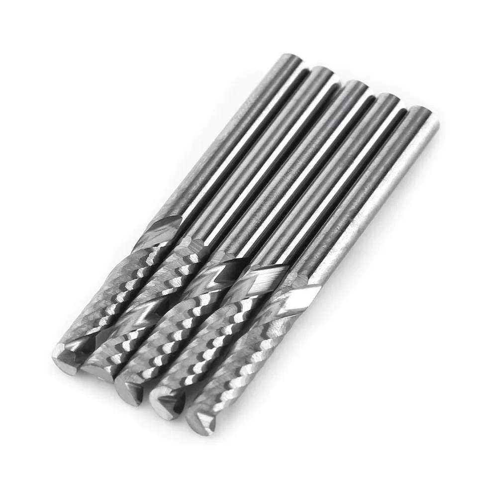 5 stücke Hartmetall Schaftfräser 3,175mm (1/8") Schaft Einzel Flöte Fräser CNC Rotary Grate Set Bit