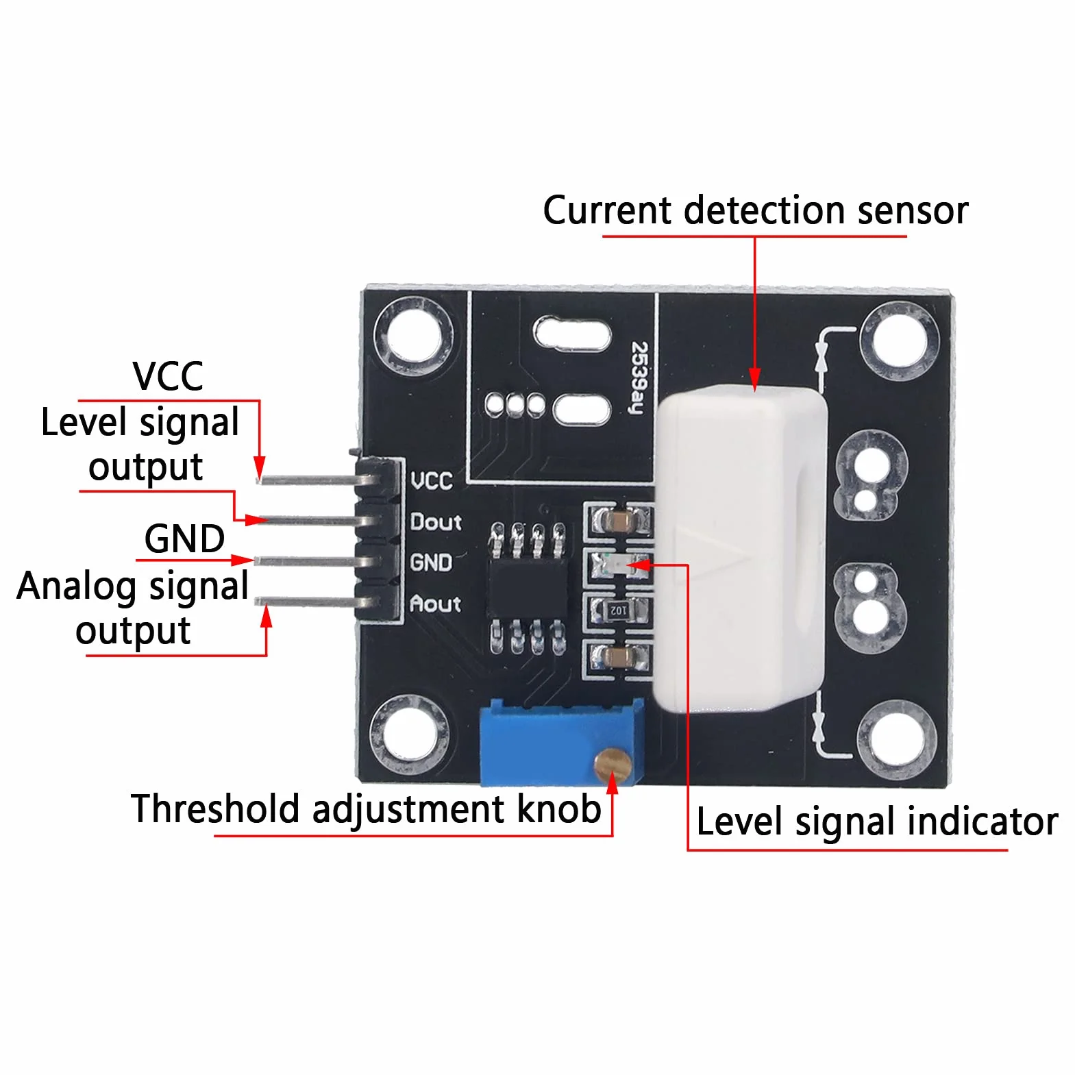 Czujnik Prądu Halla, 35a WCS1800 DC 5V Moduły Zabezpieczające Przed Zwarciem Regulowany Detektor Zabezpieczenia Nadprądowego Do Inteligentnego Wykrywania Przetężenia Silnika Samochodu