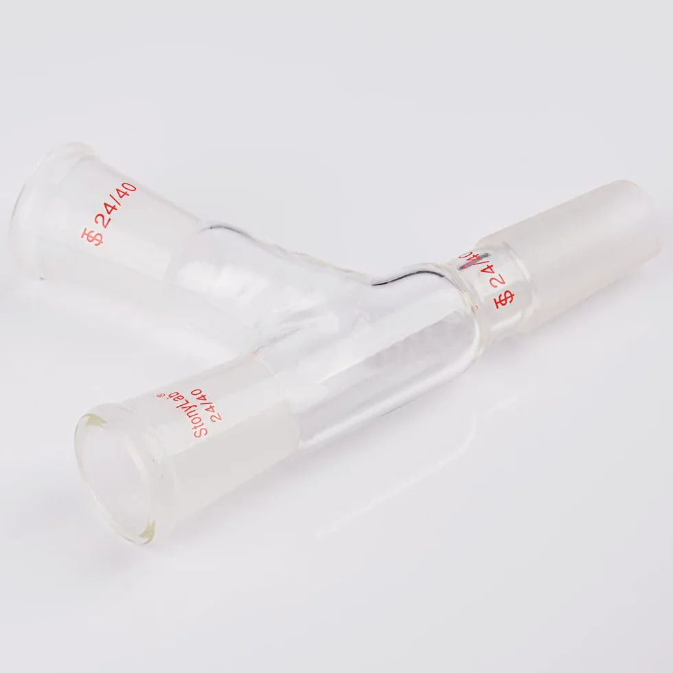 stonylab Glass 3-Drożny Adapter Destylacji Szkła, Szkła Borokrzemianowego Trójdrożny 105° Kąt Adapter z Przegub 24/40 do Laboratorium Dostawa Lab