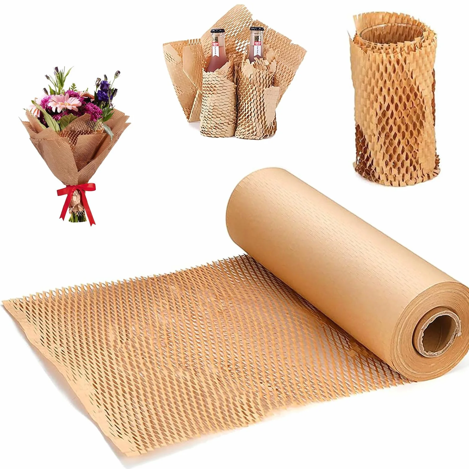 Papier o strukturze plastra miodu 30 cm x 30 m rolka brązowy materiał wypełniający opakowanie