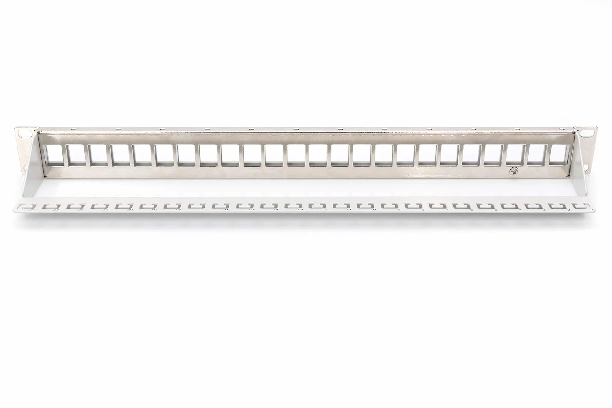DIGITUS Panel krosowy - modułowy - do modułów Keystone - 19 cali - 24 porty - ekranowany - montaż w szafie rack 1U - V2 - szary