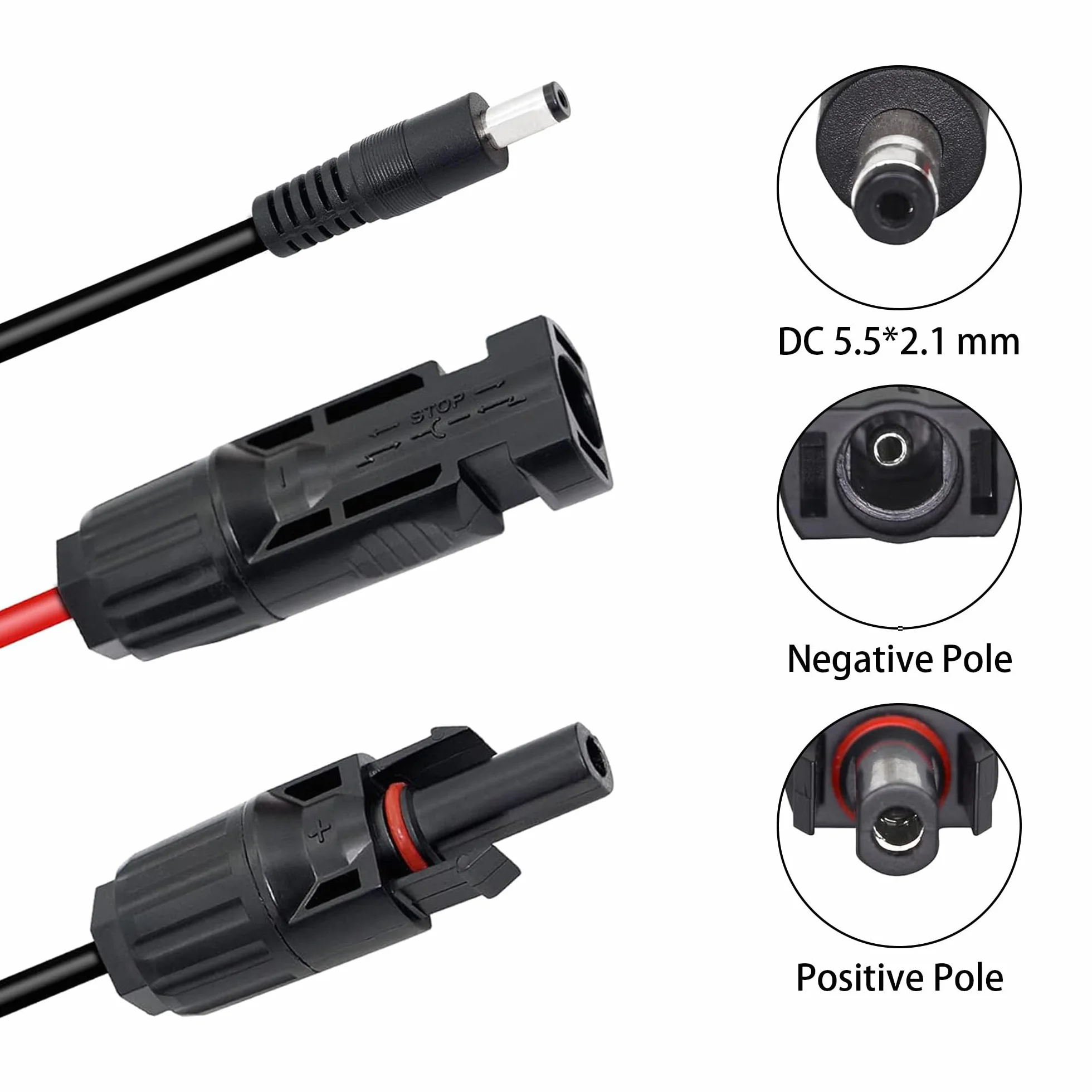 Złącze panelu słonecznego DC 5,5 x 2,1 mm kabel przedłużający Power Extension 16 AWG