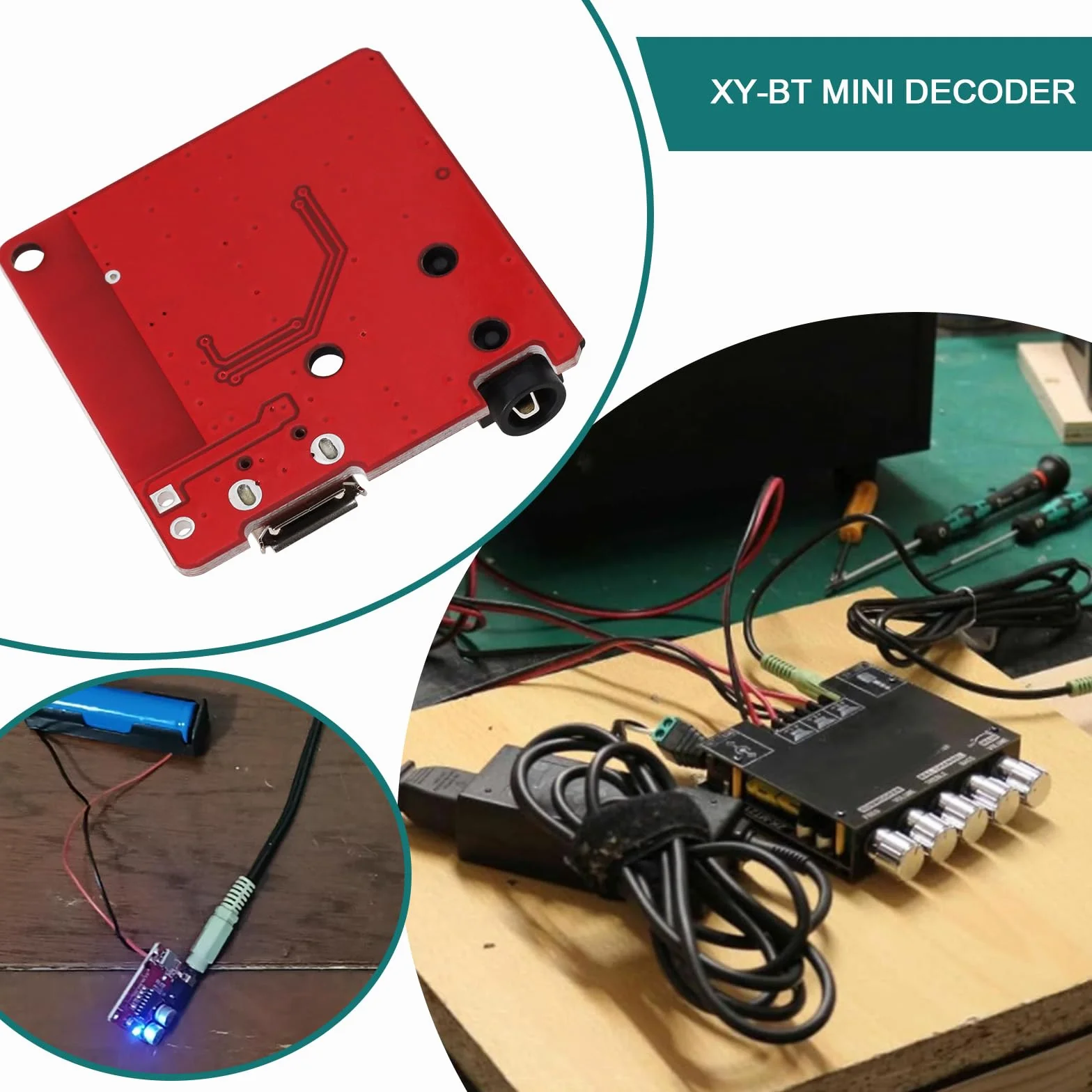 ECSiNG 4 szt. Bluetooth 4.1 MP3 moduł wzmacniacza samochodowego XY-BT mini płytka drukowana dekoder 3,5 mm stereo i moduł odbiornika micro USB do głośników 30 x 30 mm