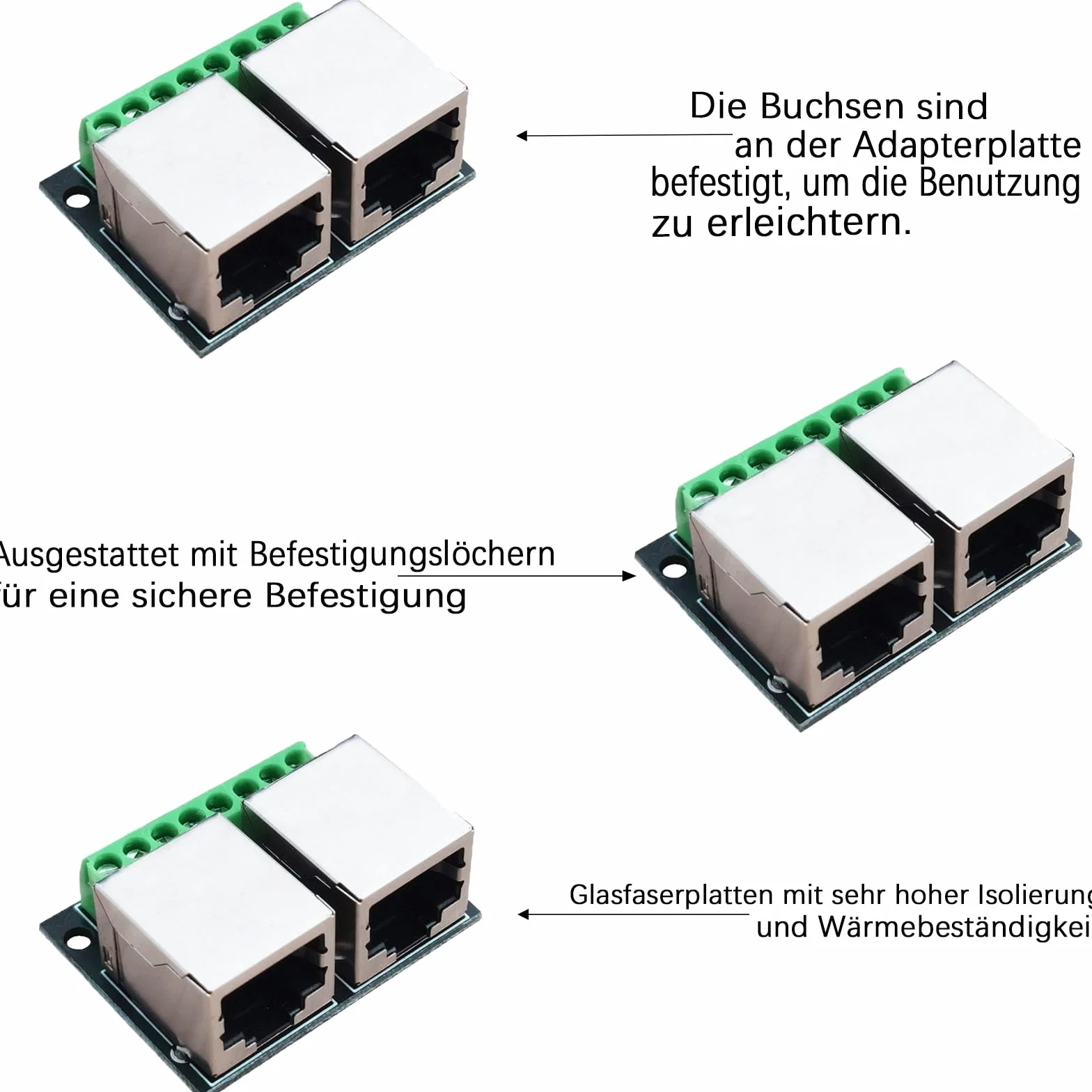 2 szt. RJ45 Ethernet Breakout Board adapter pojedynczych gniazd, 2,54 mm Pitch 8-biegunowy RJ45 przyłącze śrubowe
