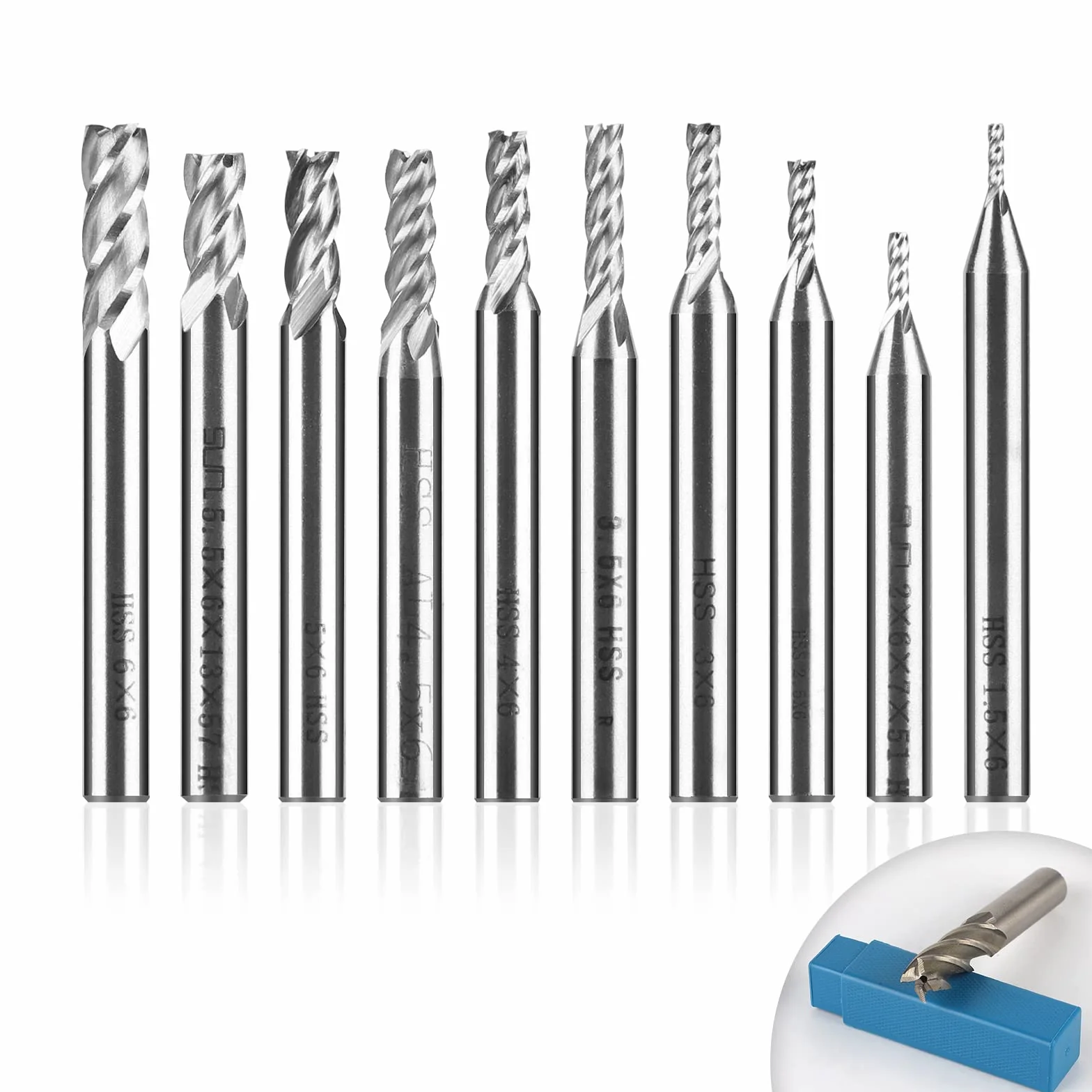 EFUTURETIME Frezy trzpieniowe HSS zestaw 10 sztuk, średnica 1,5-6 mm, stal szybkotnąca, do aluminium drewna akrylu