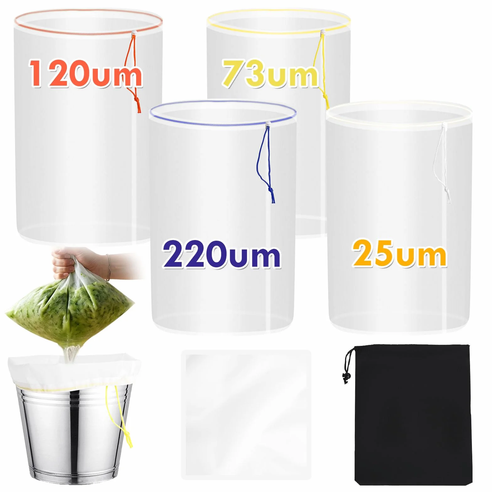 Zestaw 4 worków Mesh Bubble Bag 20 l 5 galonów do ekstrakcji ziół