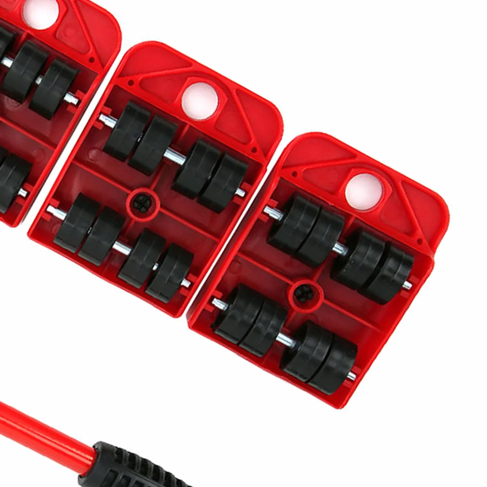 Przenośnik do Mebli o Dużej Wytrzymałości, 4 Rolki, Cicha Praca, Ergonomiczny Uchwyt, Lekki i Przenośny, 1,2 Kg, Czerwony łom, Czerwony Panel, Wózek Meblowy z 5 Kółkami